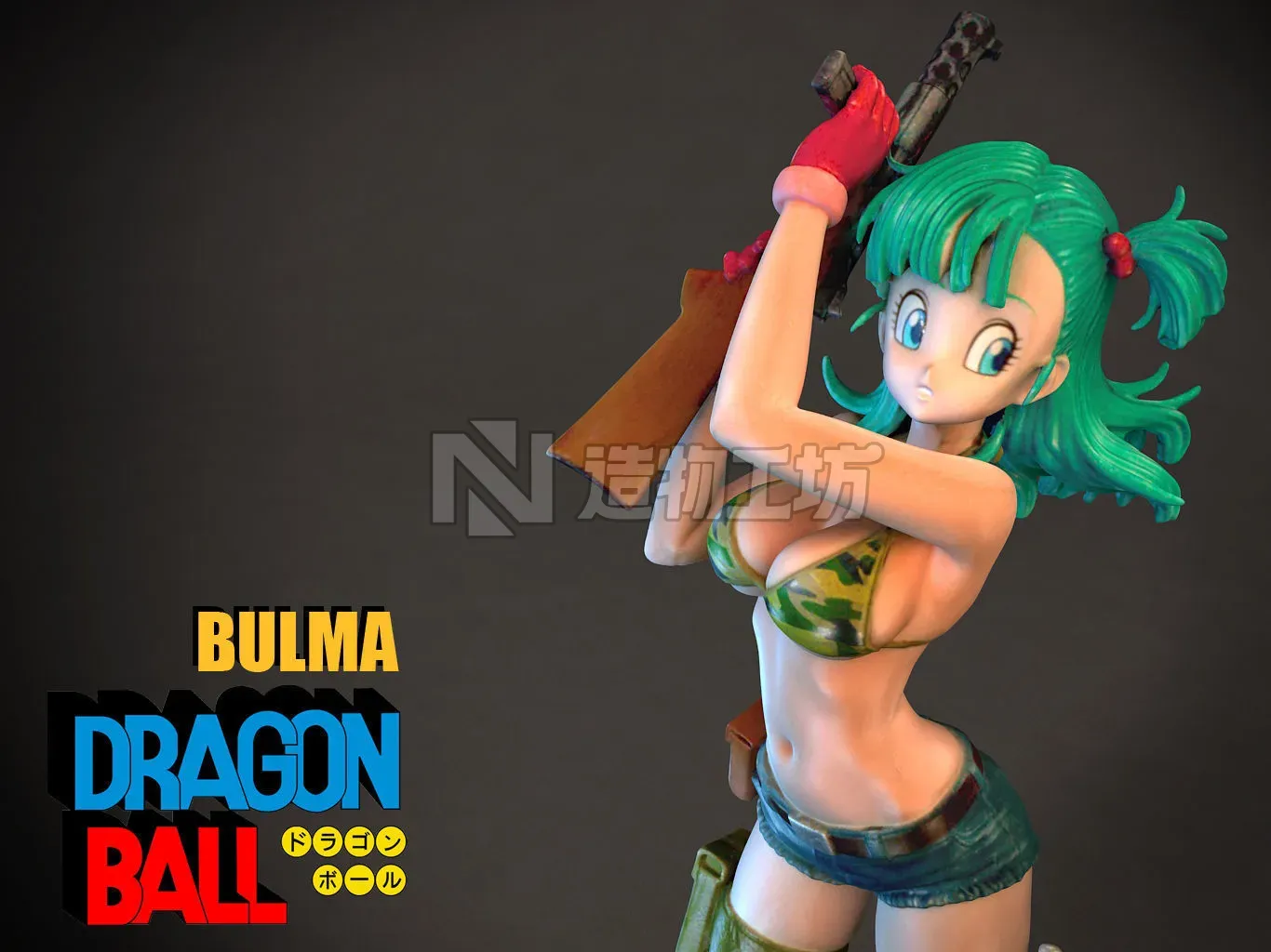 Bulma woman holding gun 3D model