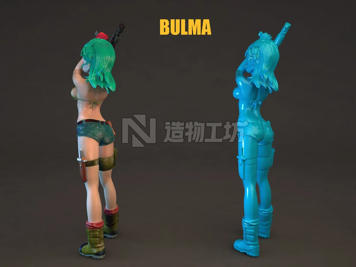 Bulma woman holding gun 3D model