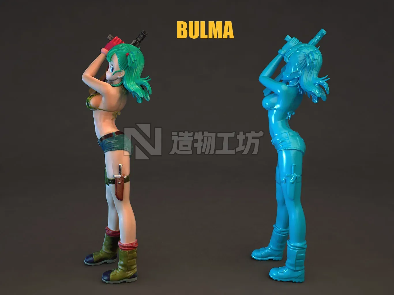 Bulma woman holding gun 3D model