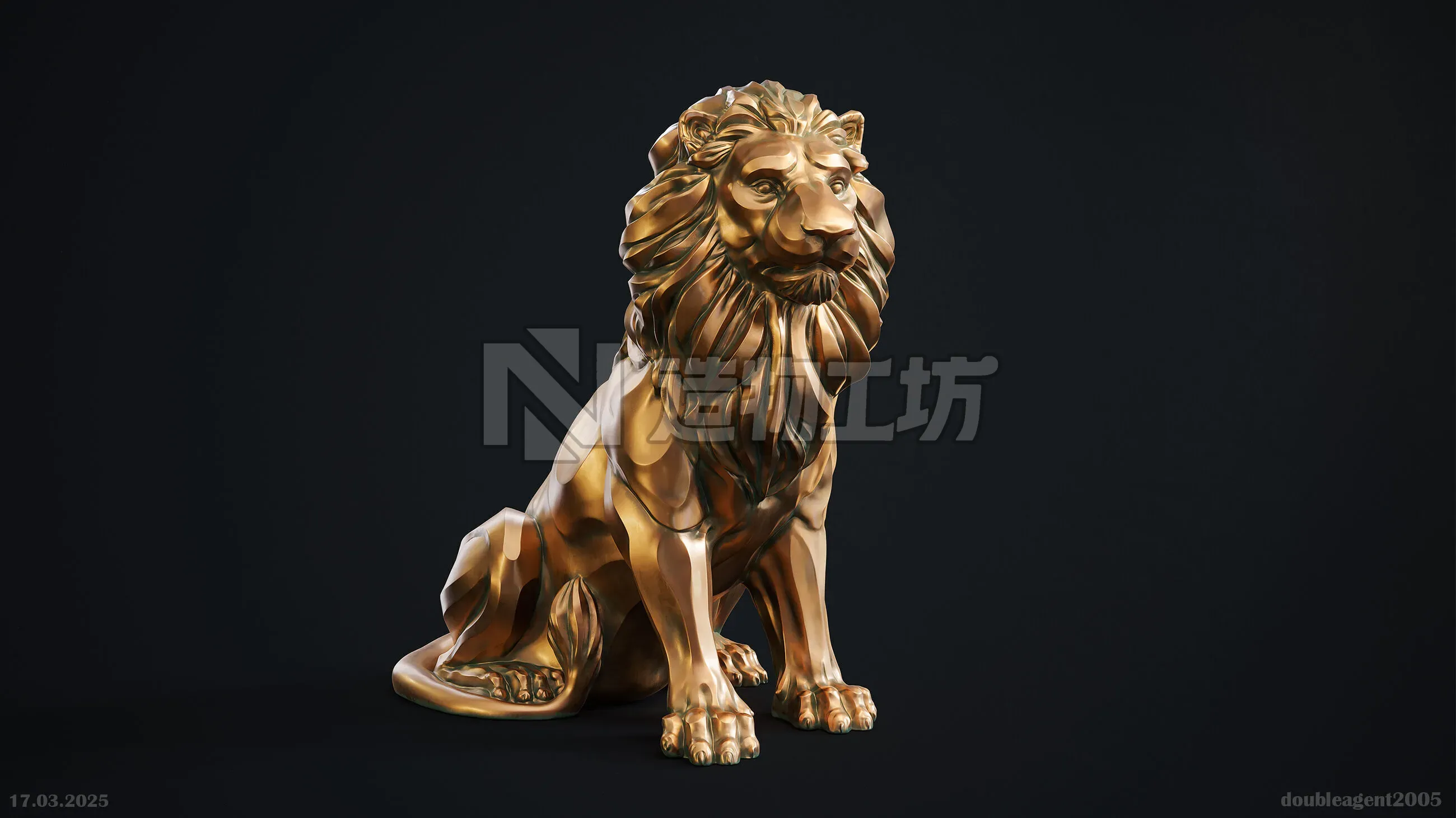 Lion Sculpture 3d print model 2 in 1 3D print model