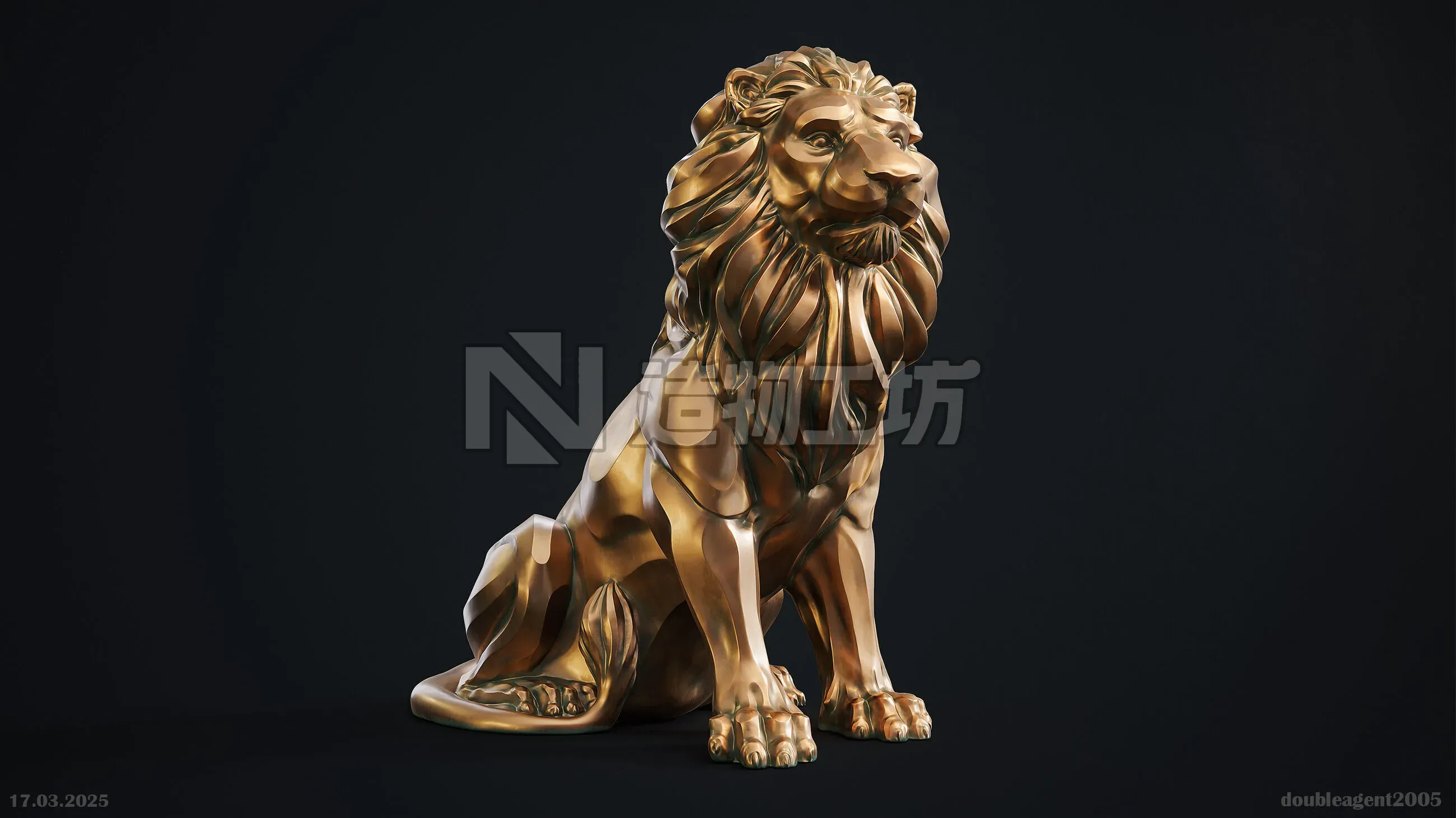 Lion Sculpture 3d print model 2 in 1 3D print model
