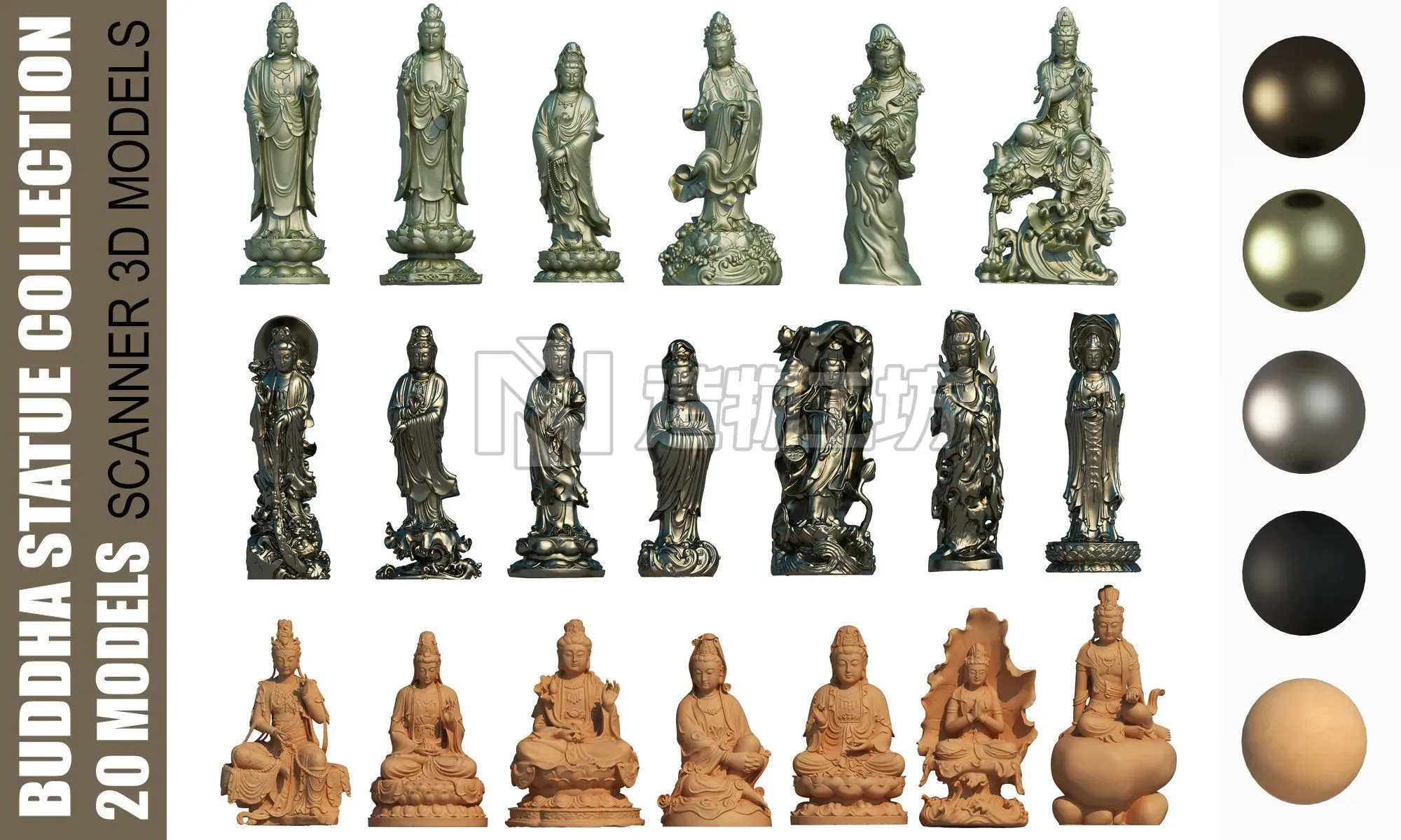 buddha statue collection 3D model