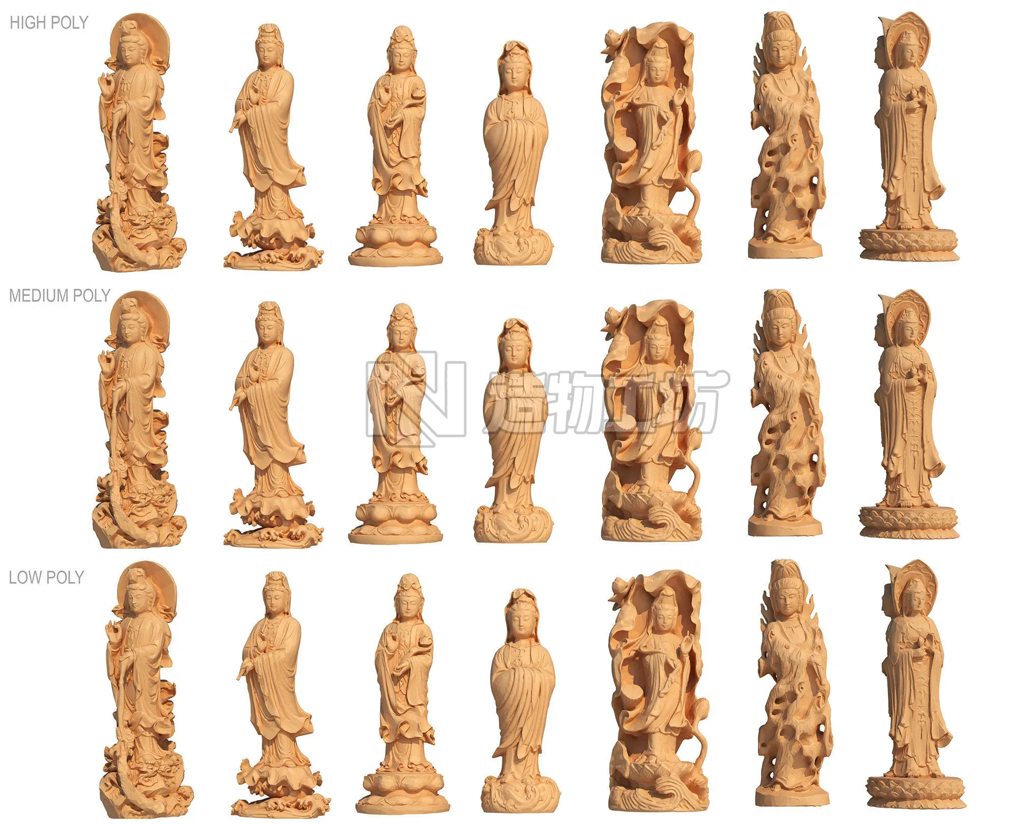 buddha statue collection 3D model