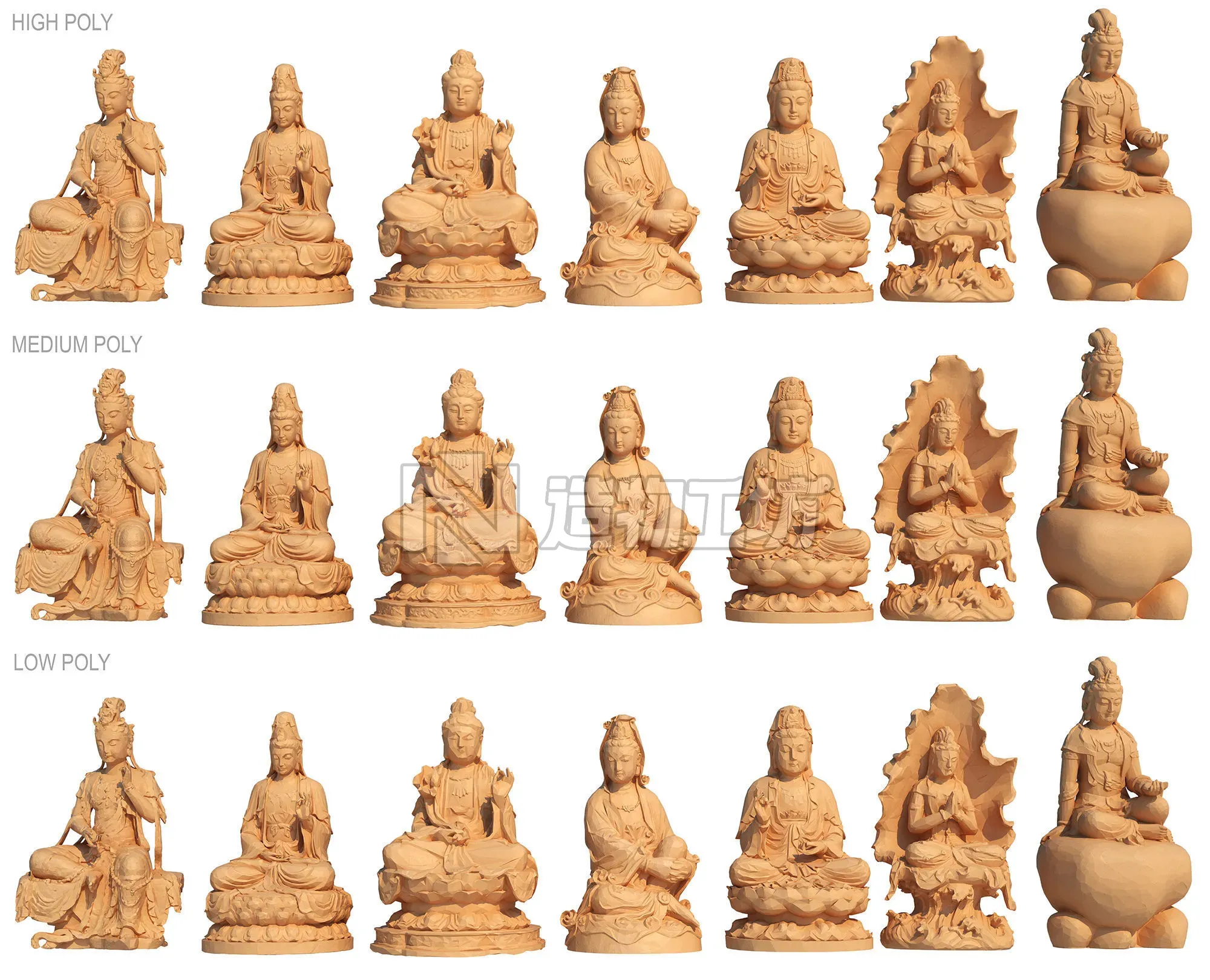 buddha statue collection 3D model