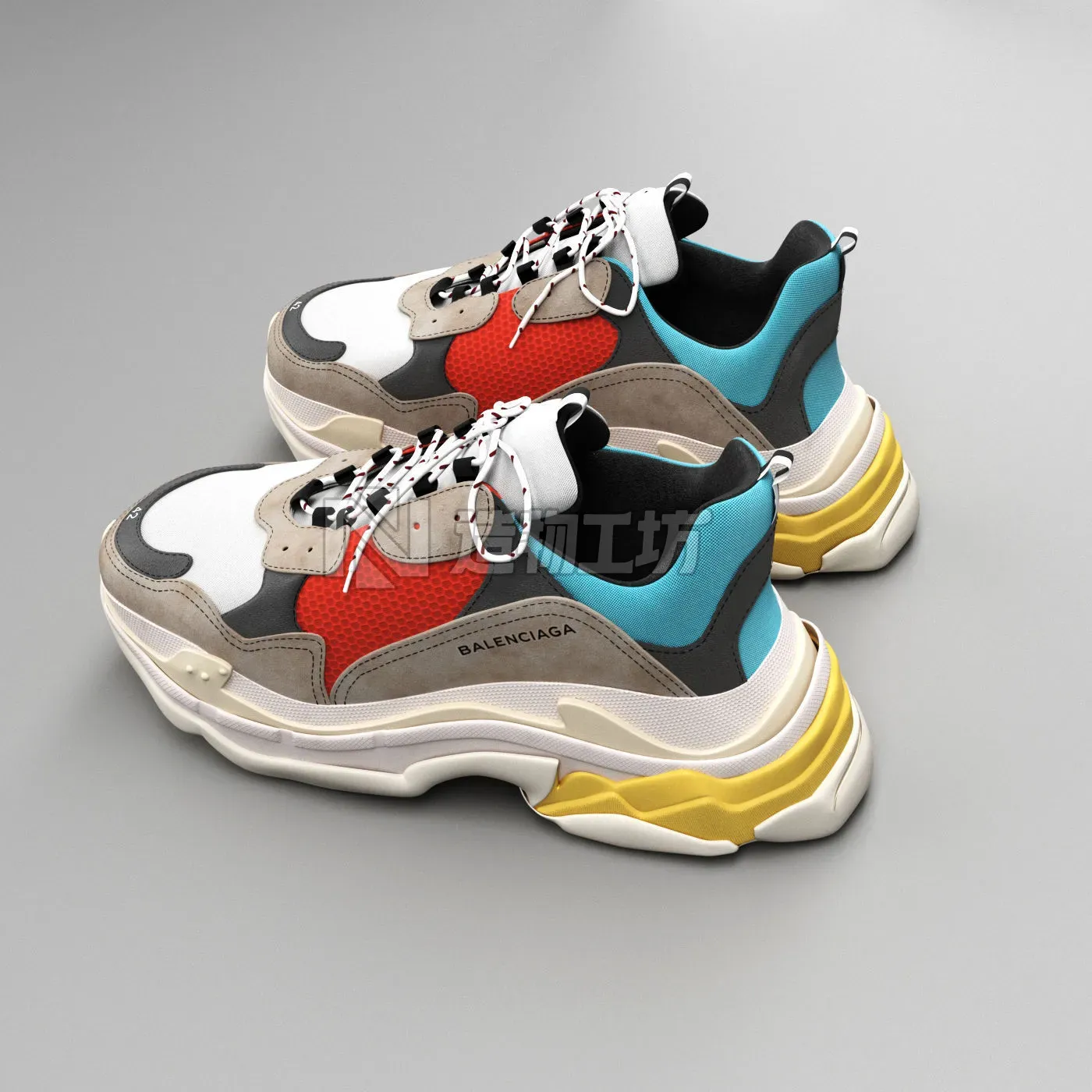 balenciaga triple s trainers 3D model
