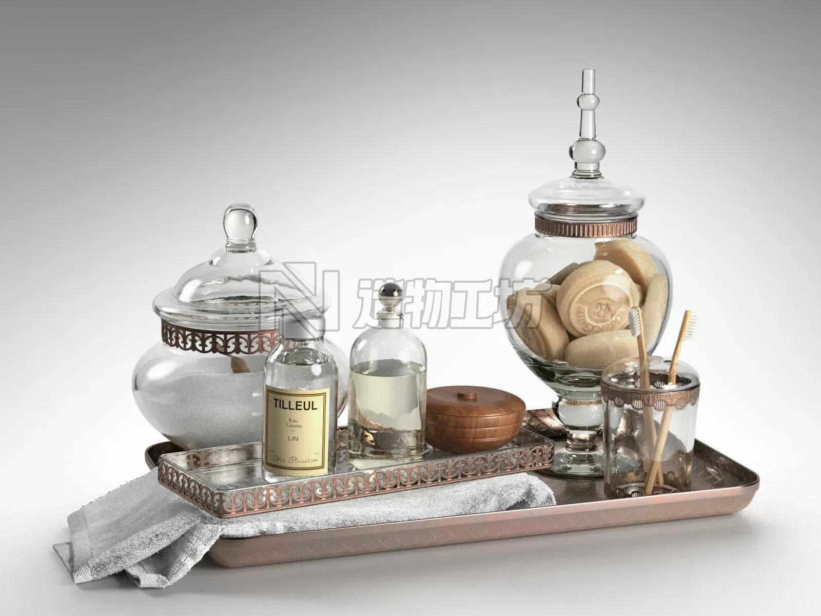 Luxury Powder Room Accessories 3D model