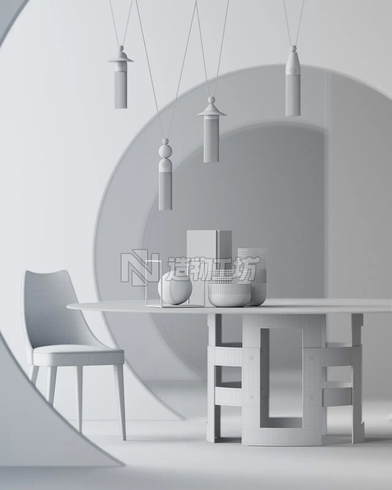 Aesthetic interior scene 3D model