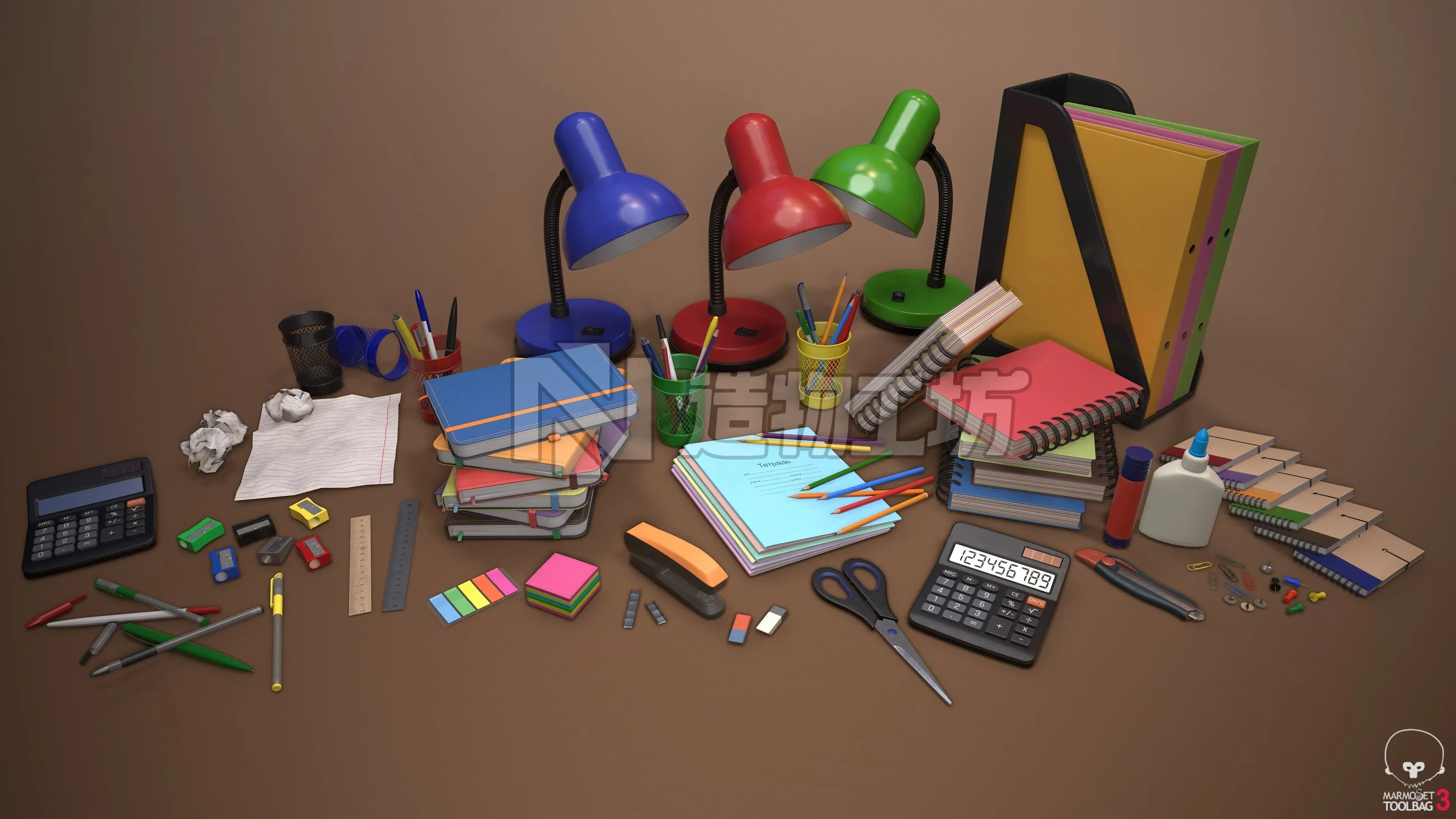 Stationery Low-poly 3D model