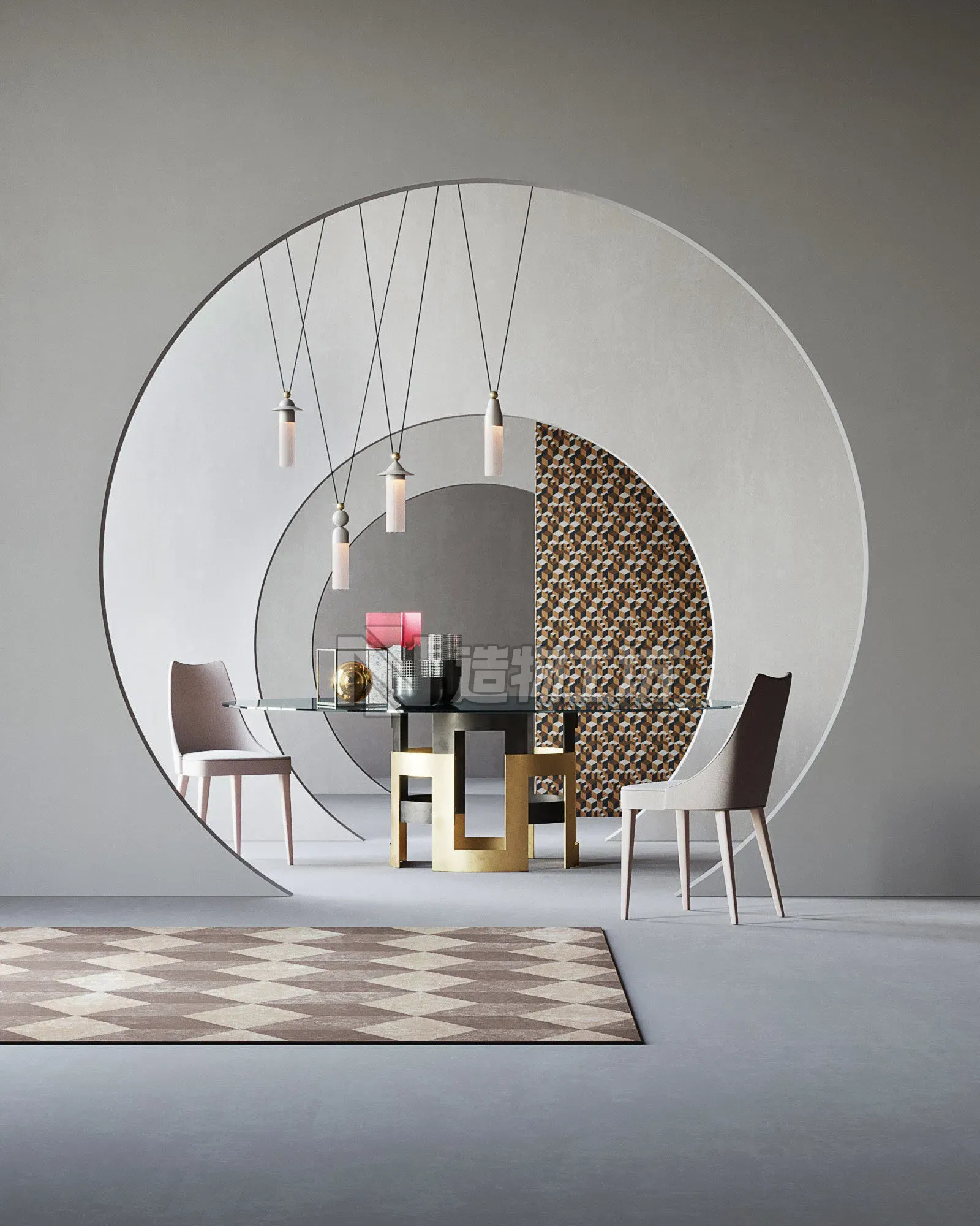 Aesthetic interior scene 3D model