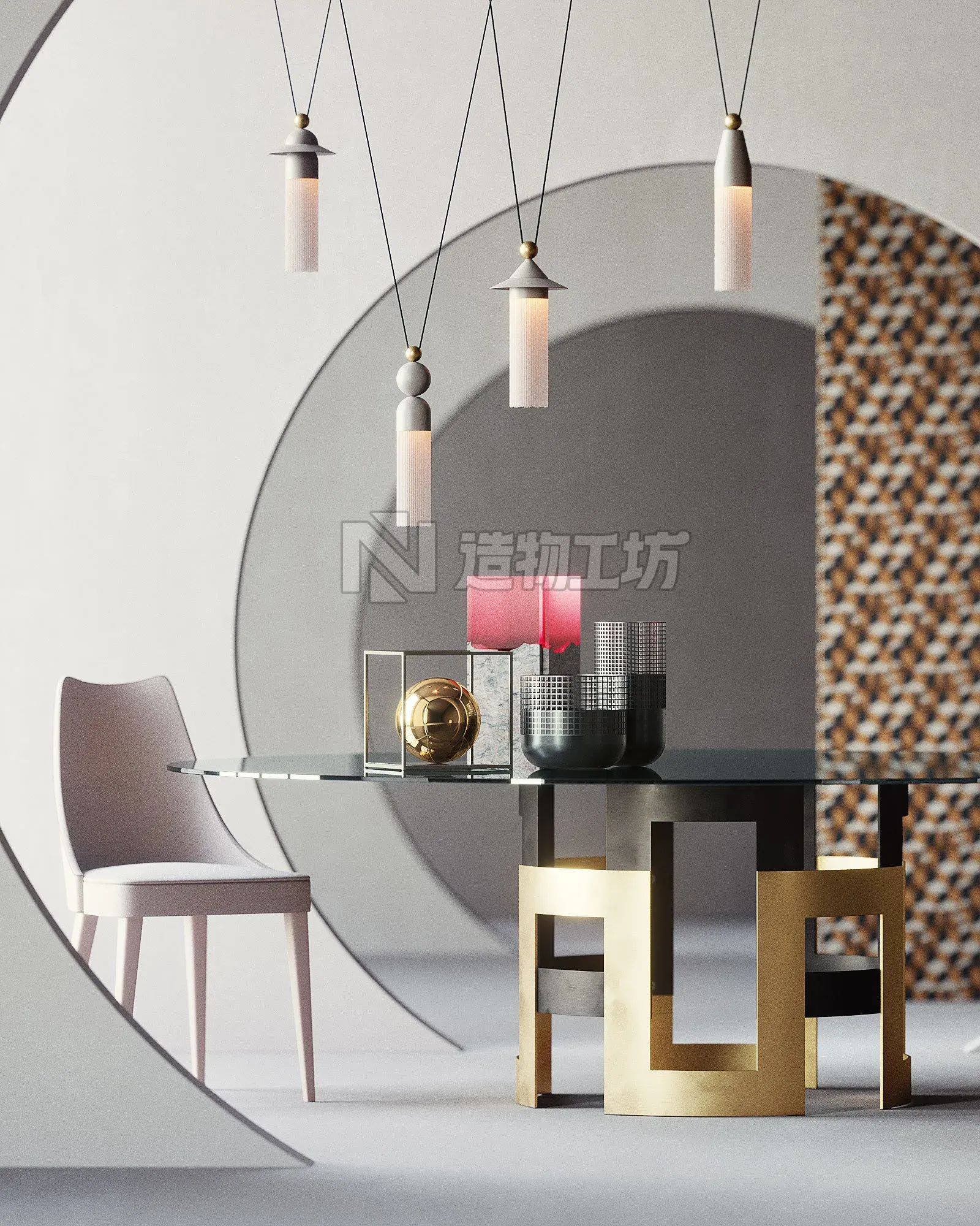 Aesthetic interior scene 3D model