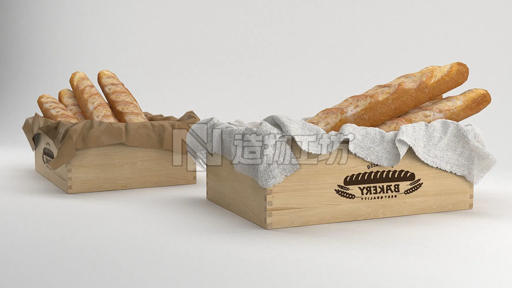 Breadroll Basket baguette breadbox Low-poly 3D model