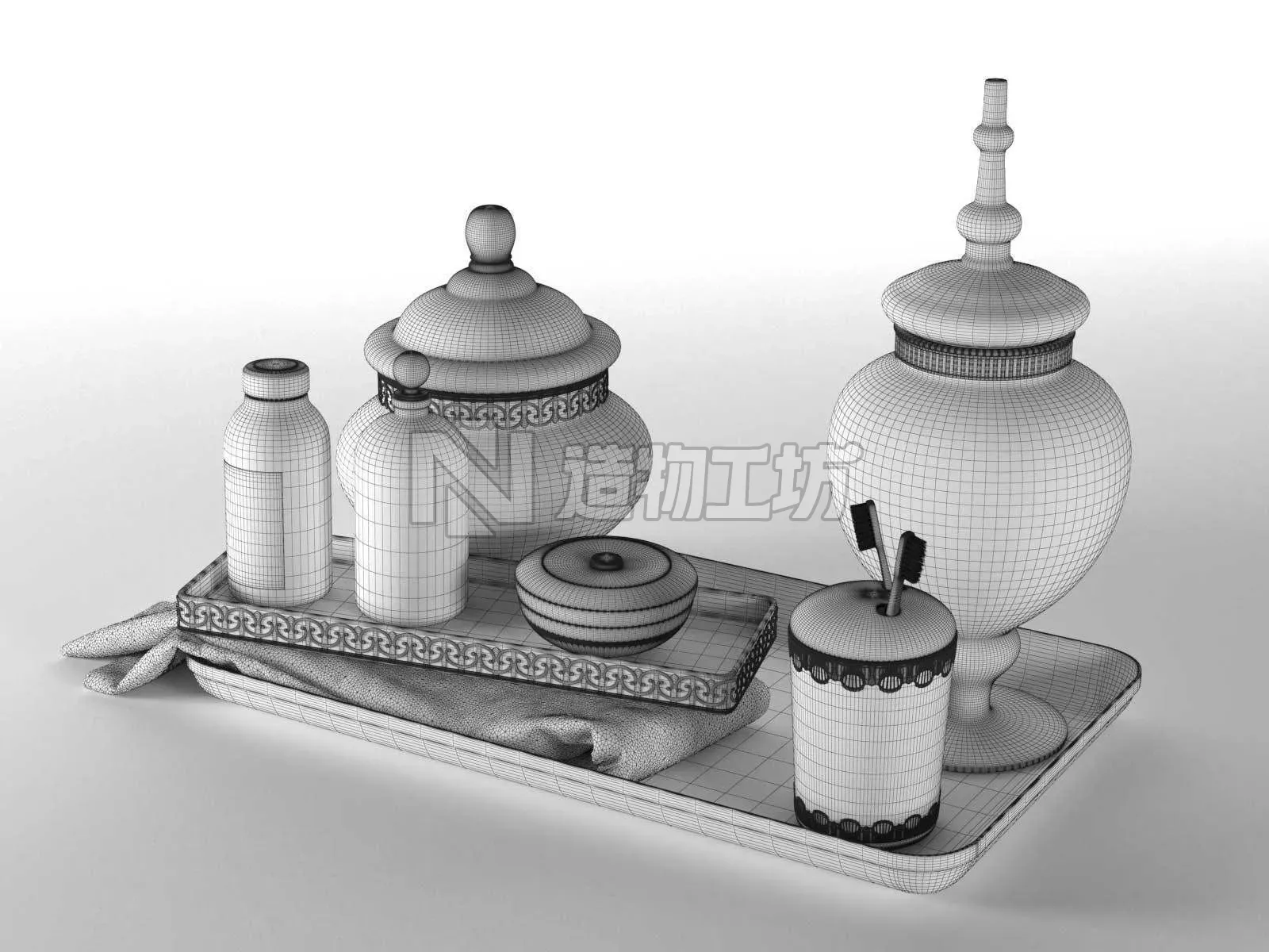 Luxury Powder Room Accessories 3D model