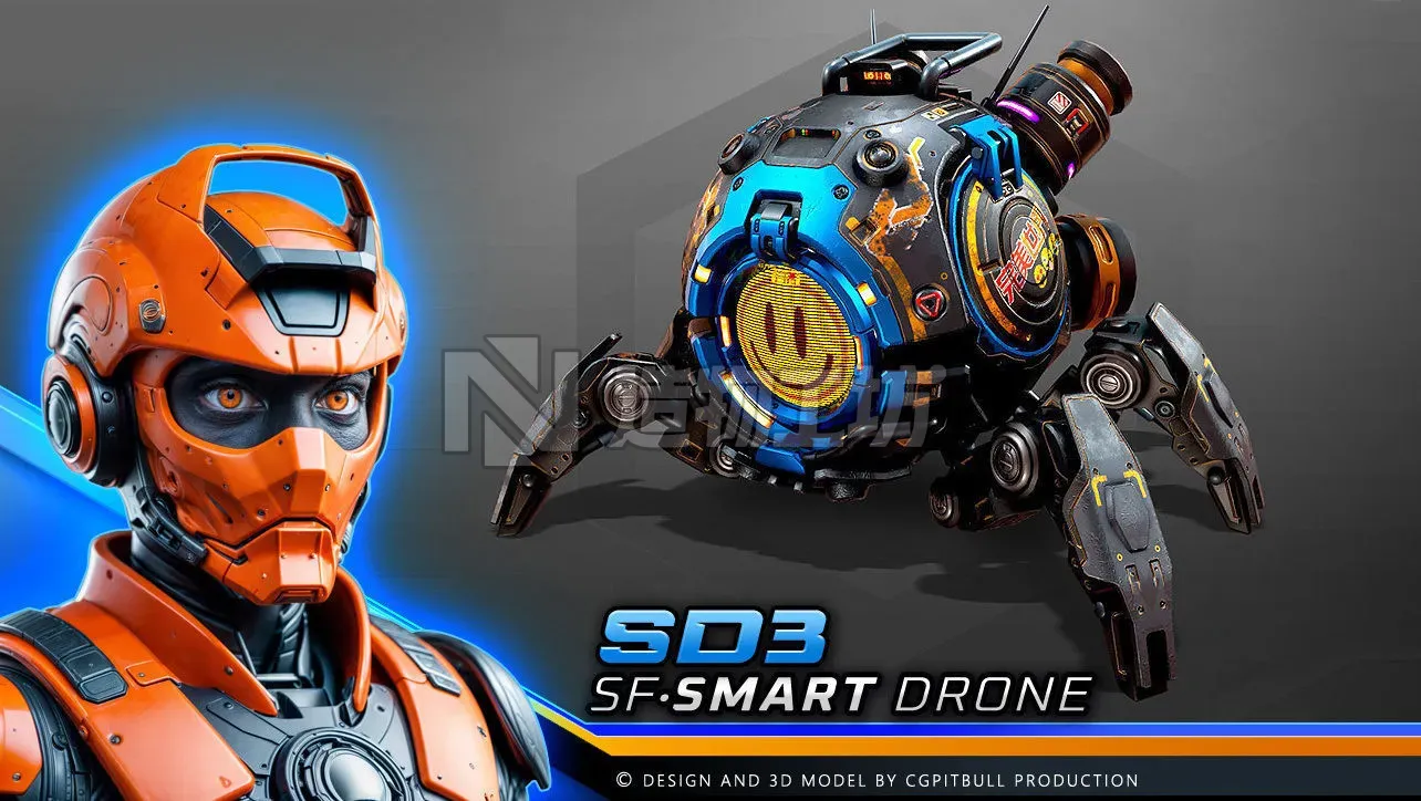 Smart Drone SD3 Low-poly 3D model