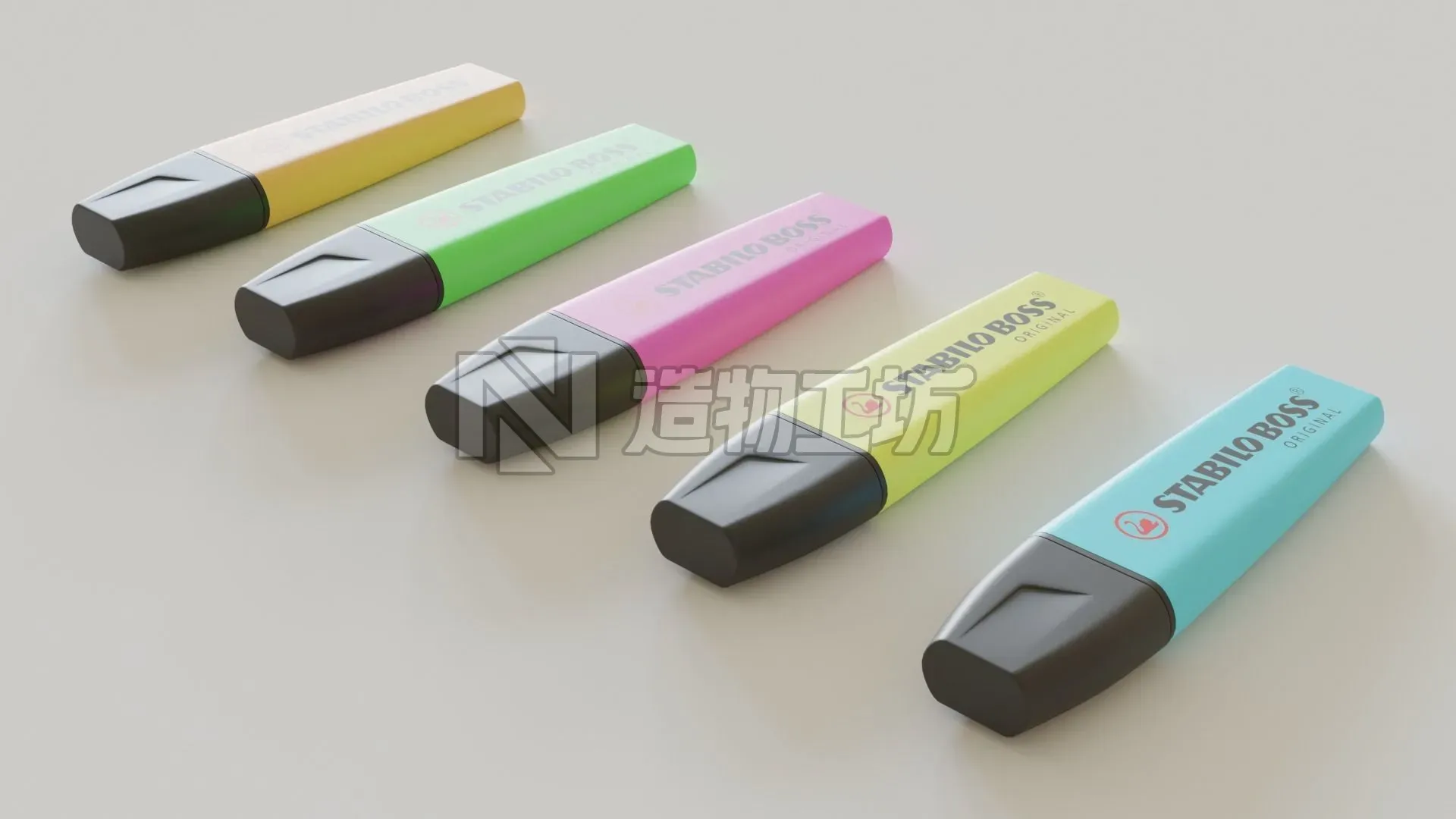 Stabilo Boss Original - Set of 5 highlighters 3D model