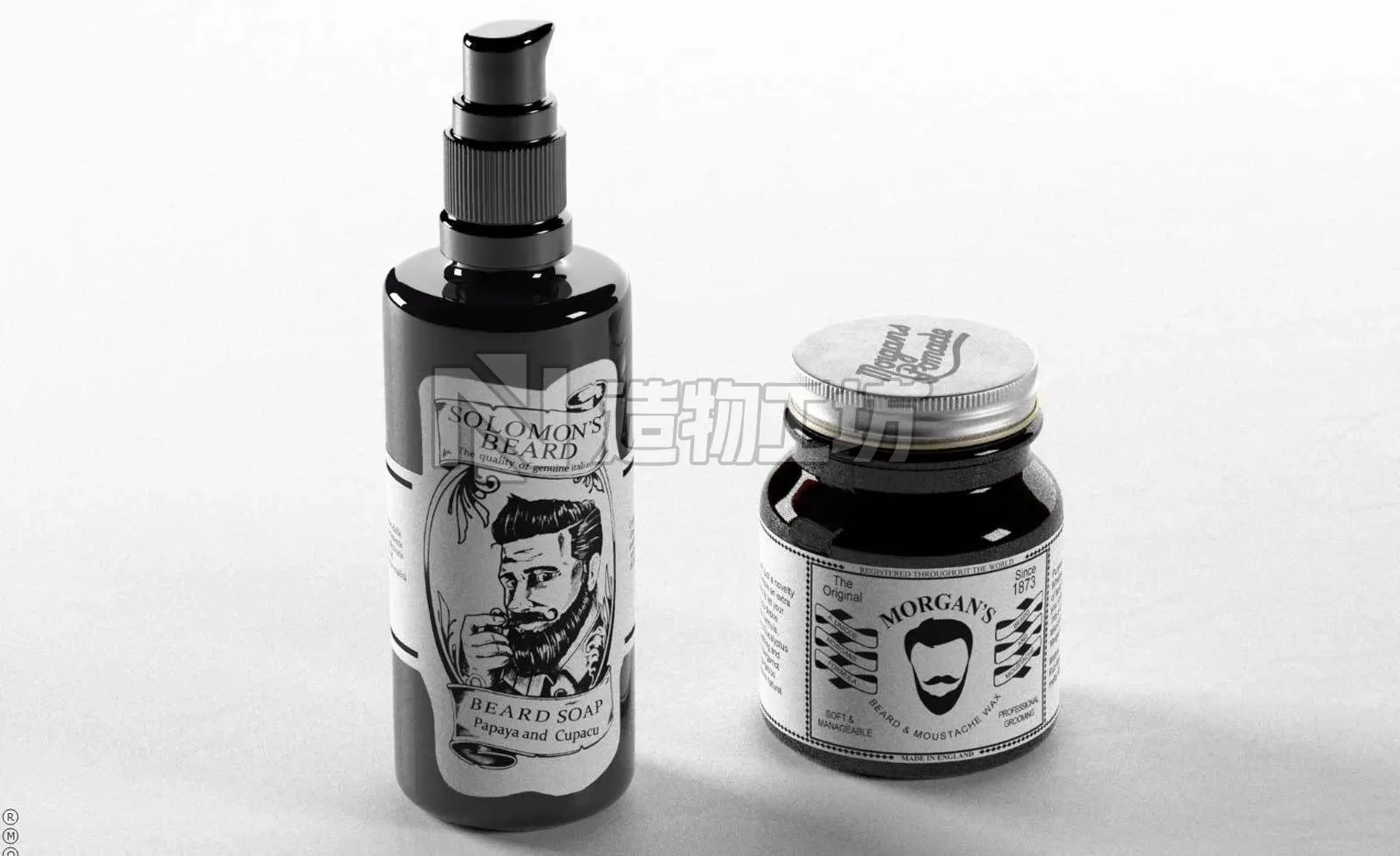 Composition Pictures Office Supplies Oil and Glasses 3D model