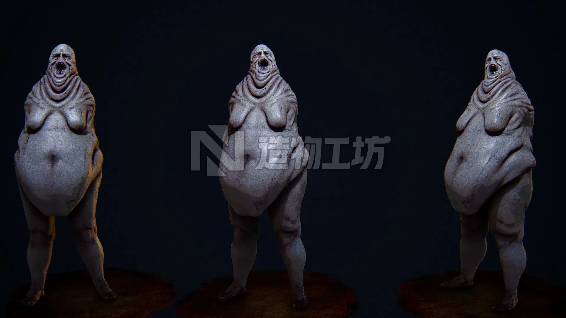 Glutony Horror Monster Low-poly 3D model