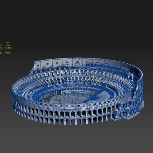 Roman Colosseum Ruins Low-poly 3D model
