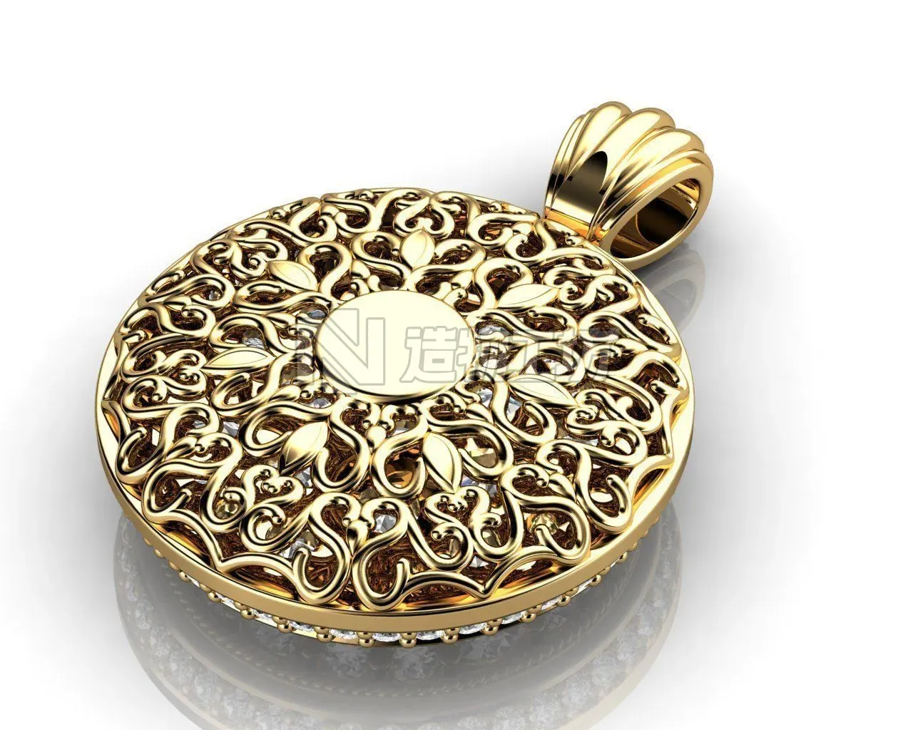 Pendant Yellow Gold Diamond Ct 3D print model