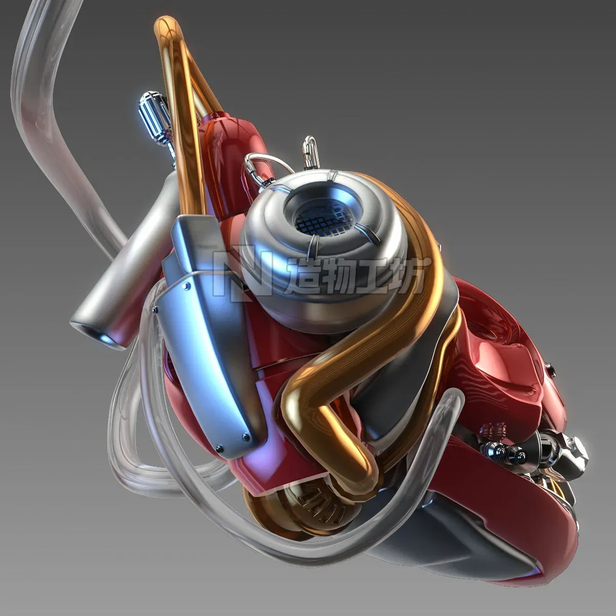 Artificial cyber heart 3D model