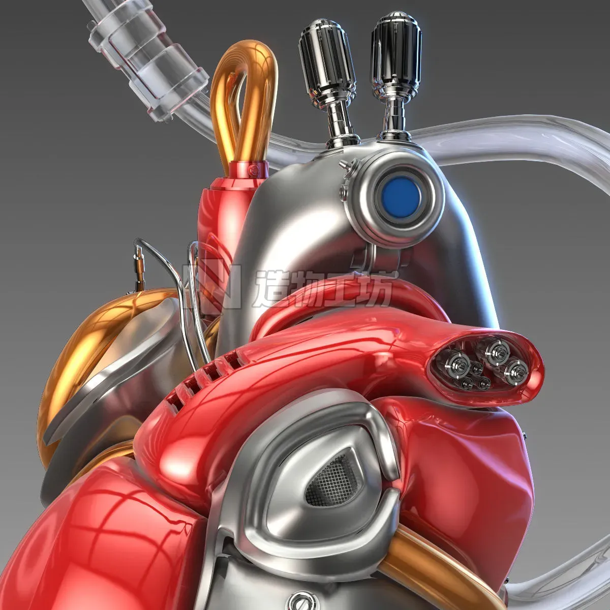 Artificial cyber heart 3D model