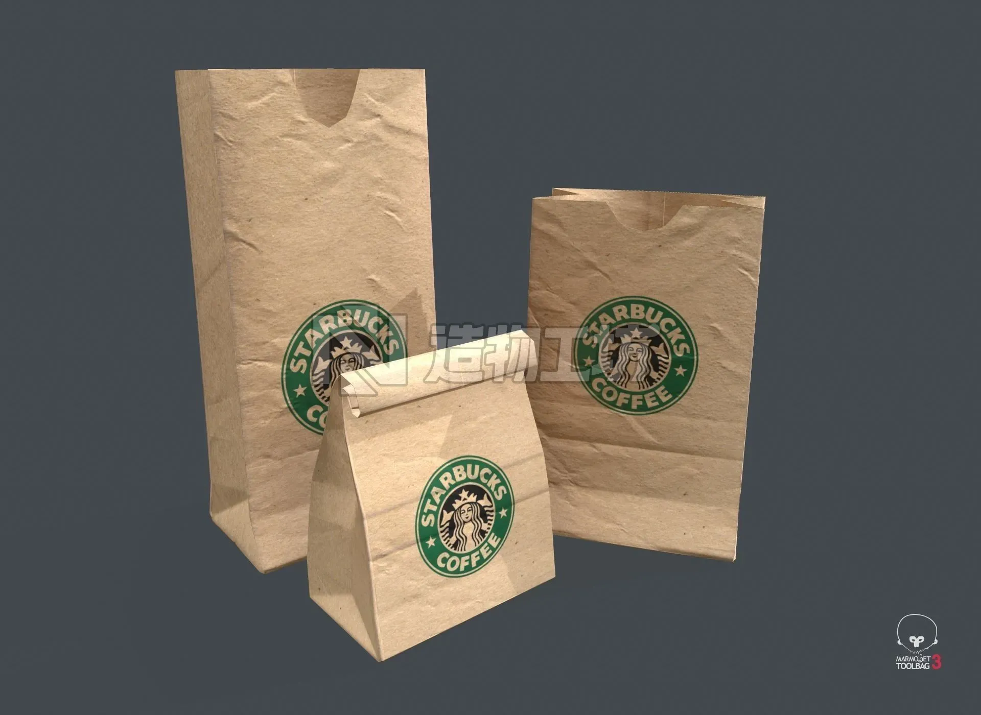 Paper Bag PBR Game Ready Low-poly 3D model