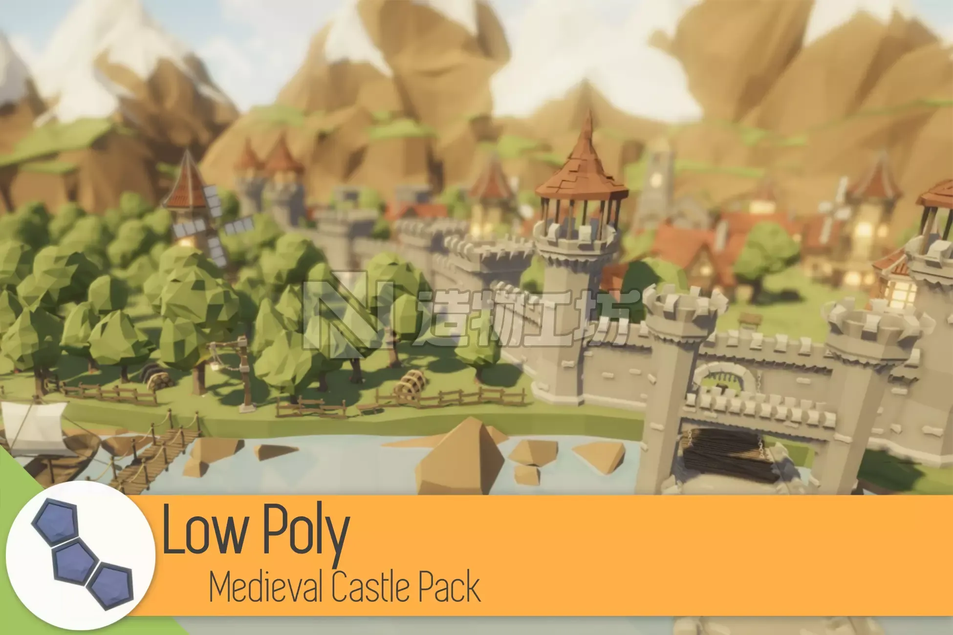 Low Poly Medieval Castle Pack Low-poly 3D model