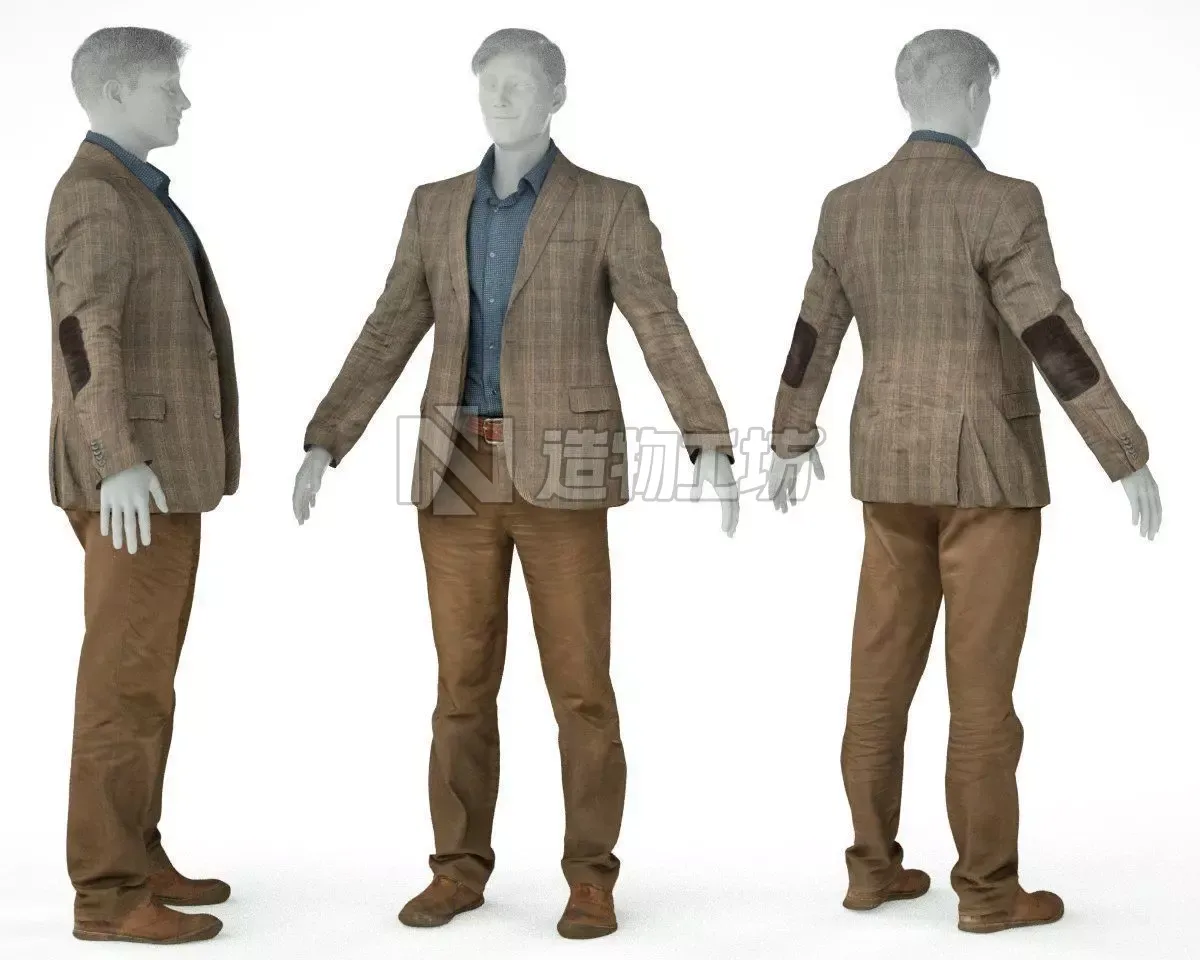 Male Costume Outfit 33 Jacket Shirt Pants Footwear 3D model