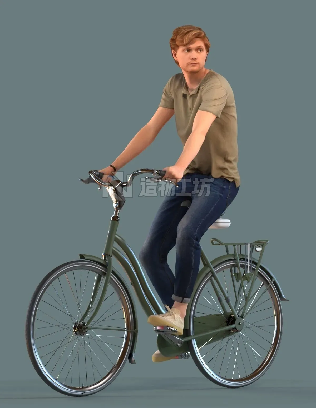 Low poly set of 3D men on a bike 3D model 3D model