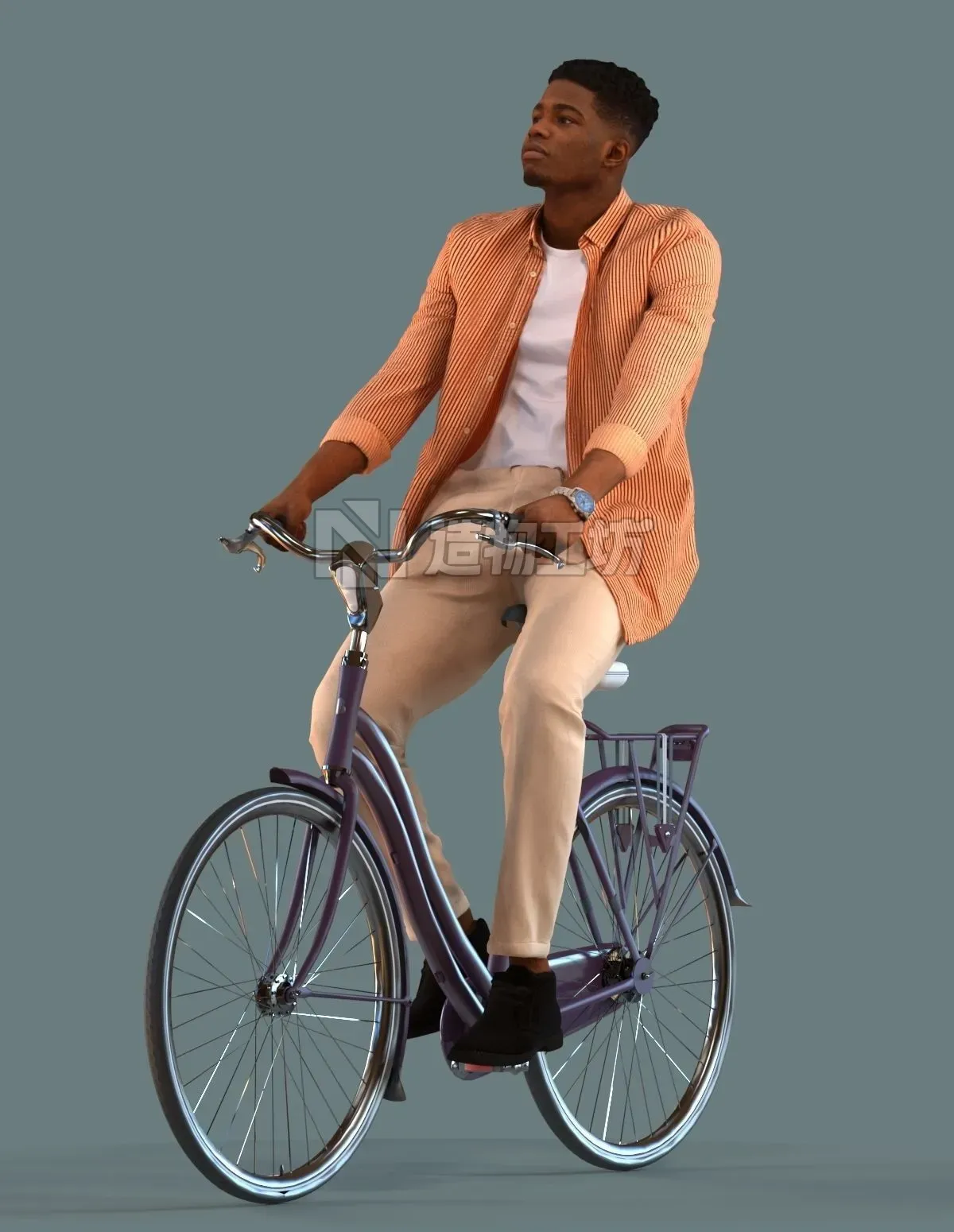 Low poly set of 3D men on a bike 3D model 3D model