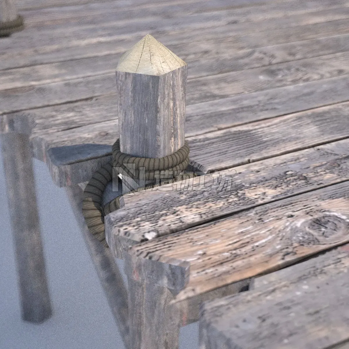 Old wooden bridge 3D model