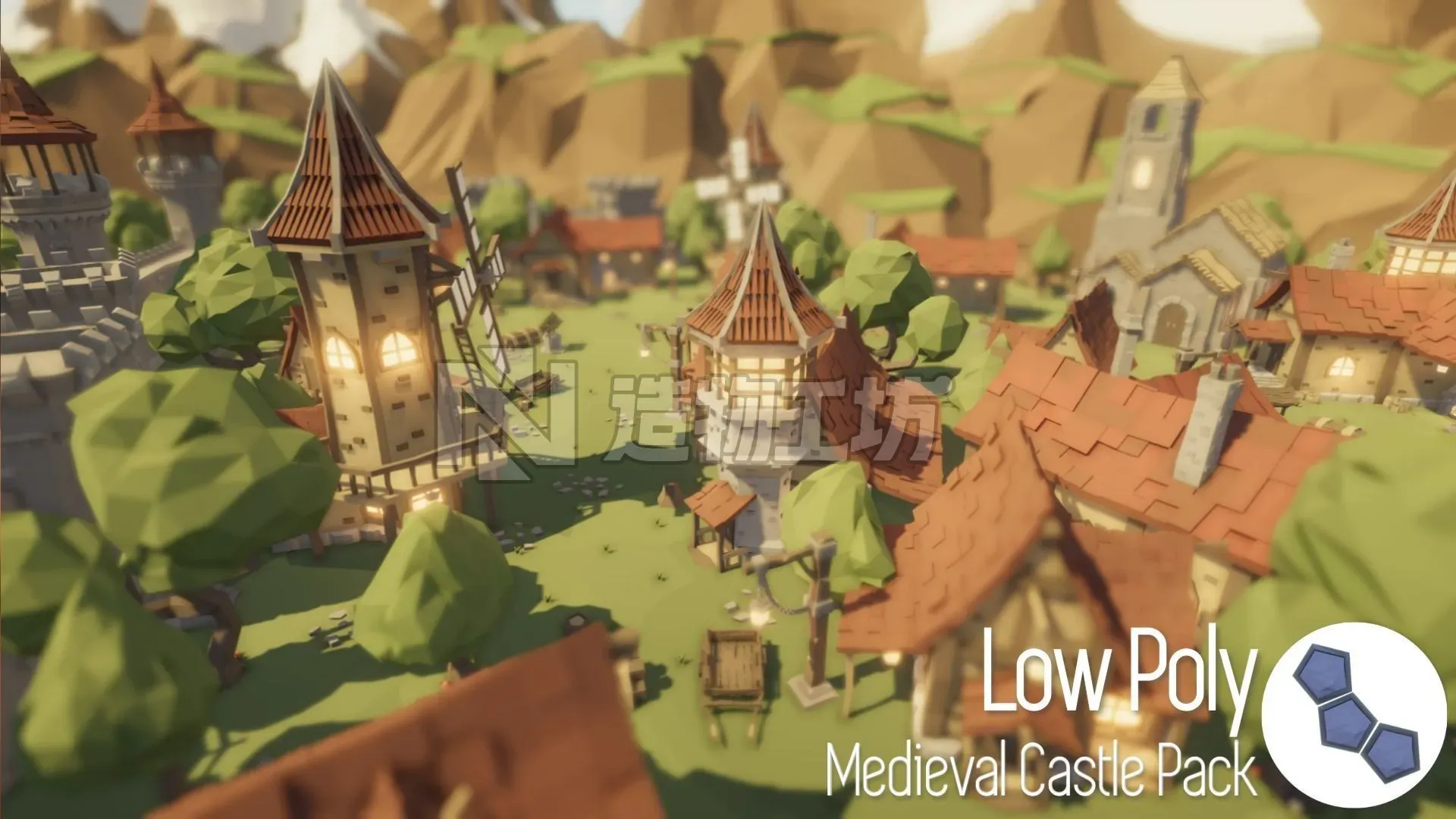 Low Poly Medieval Castle Pack Low-poly 3D model