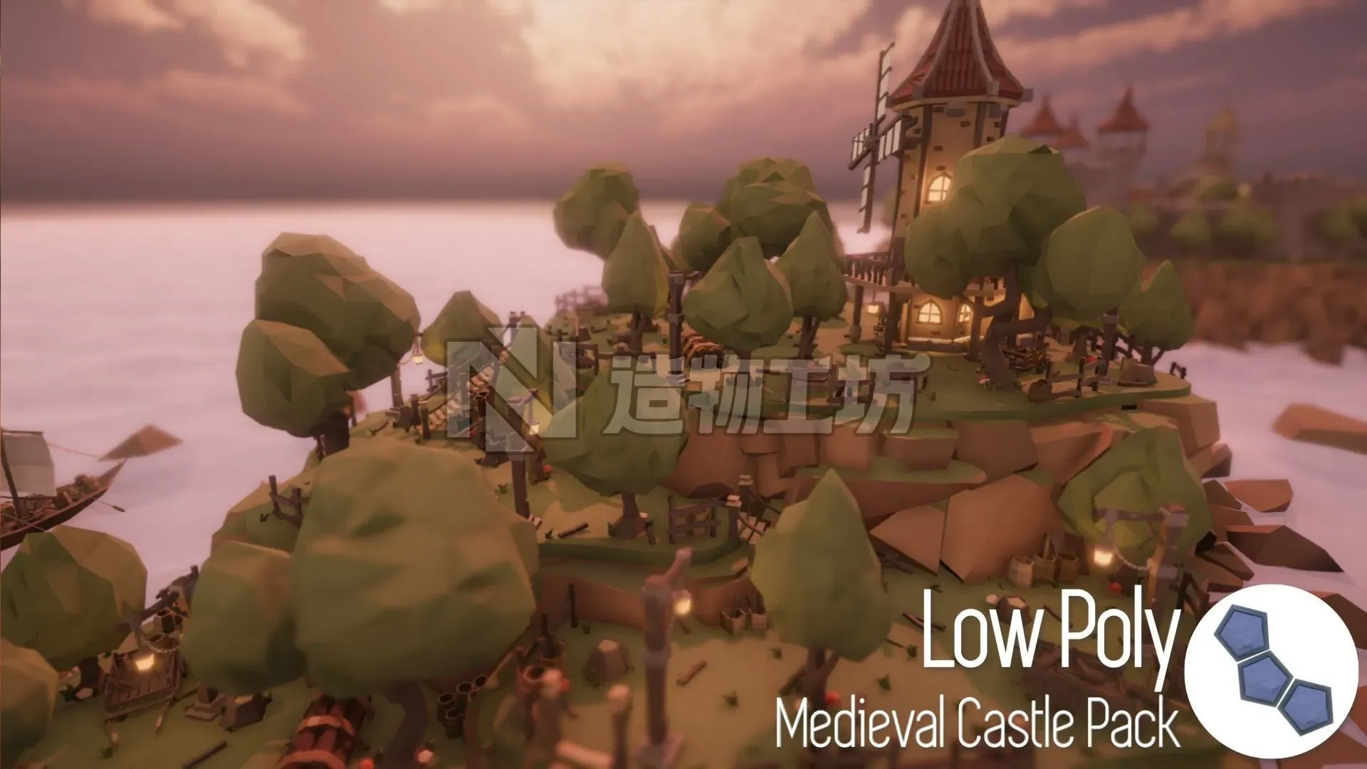 Low Poly Medieval Castle Pack Low-poly 3D model