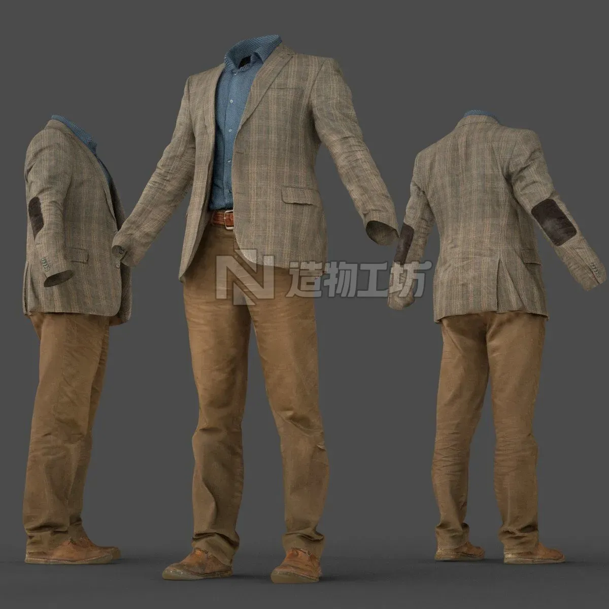 Male Costume Outfit 33 Jacket Shirt Pants Footwear 3D model
