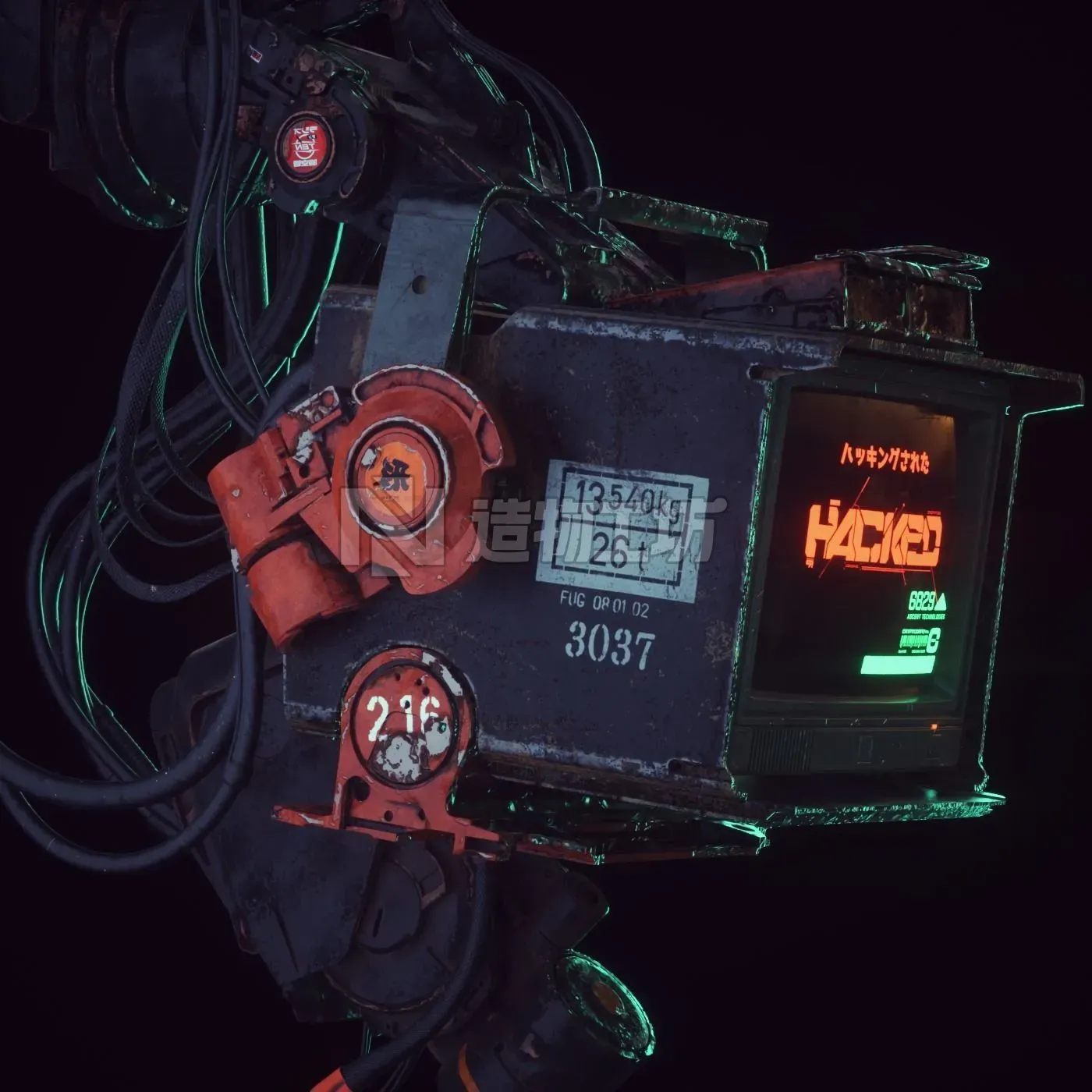 Cyberpunk Hacker Terminal V1 Low-poly 3D model