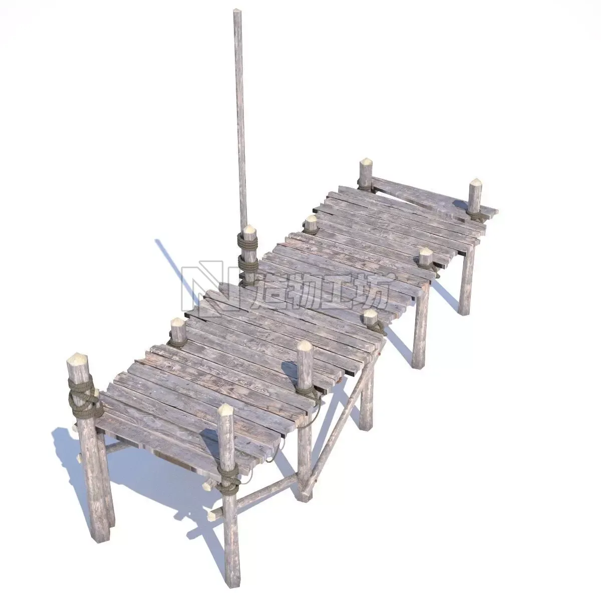 Old wooden bridge 3D model