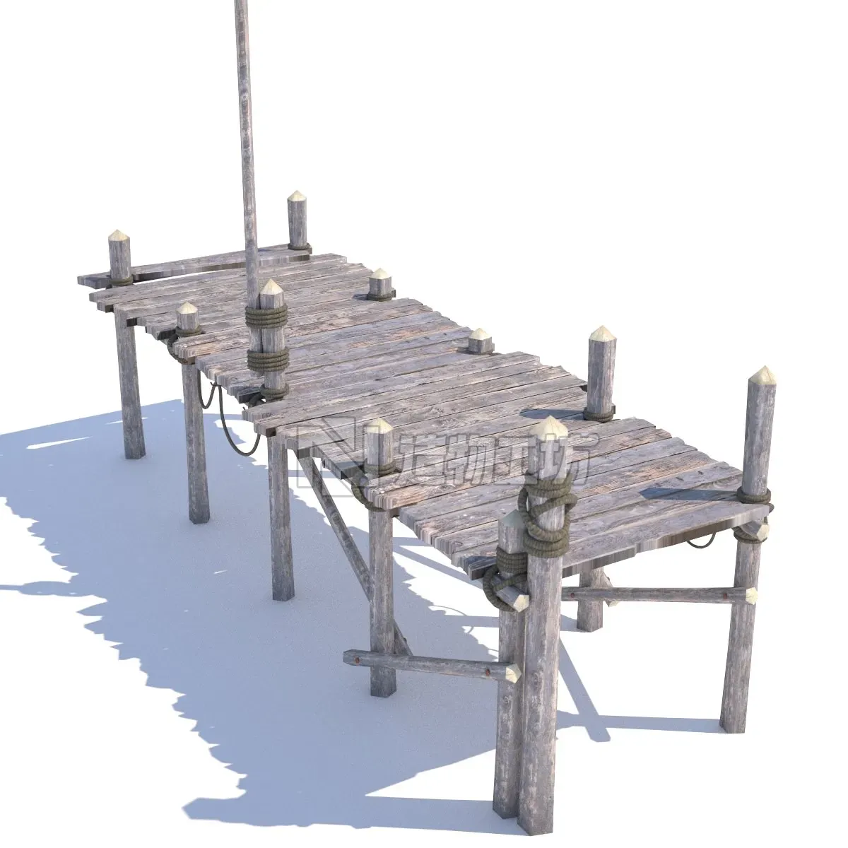 Old wooden bridge 3D model