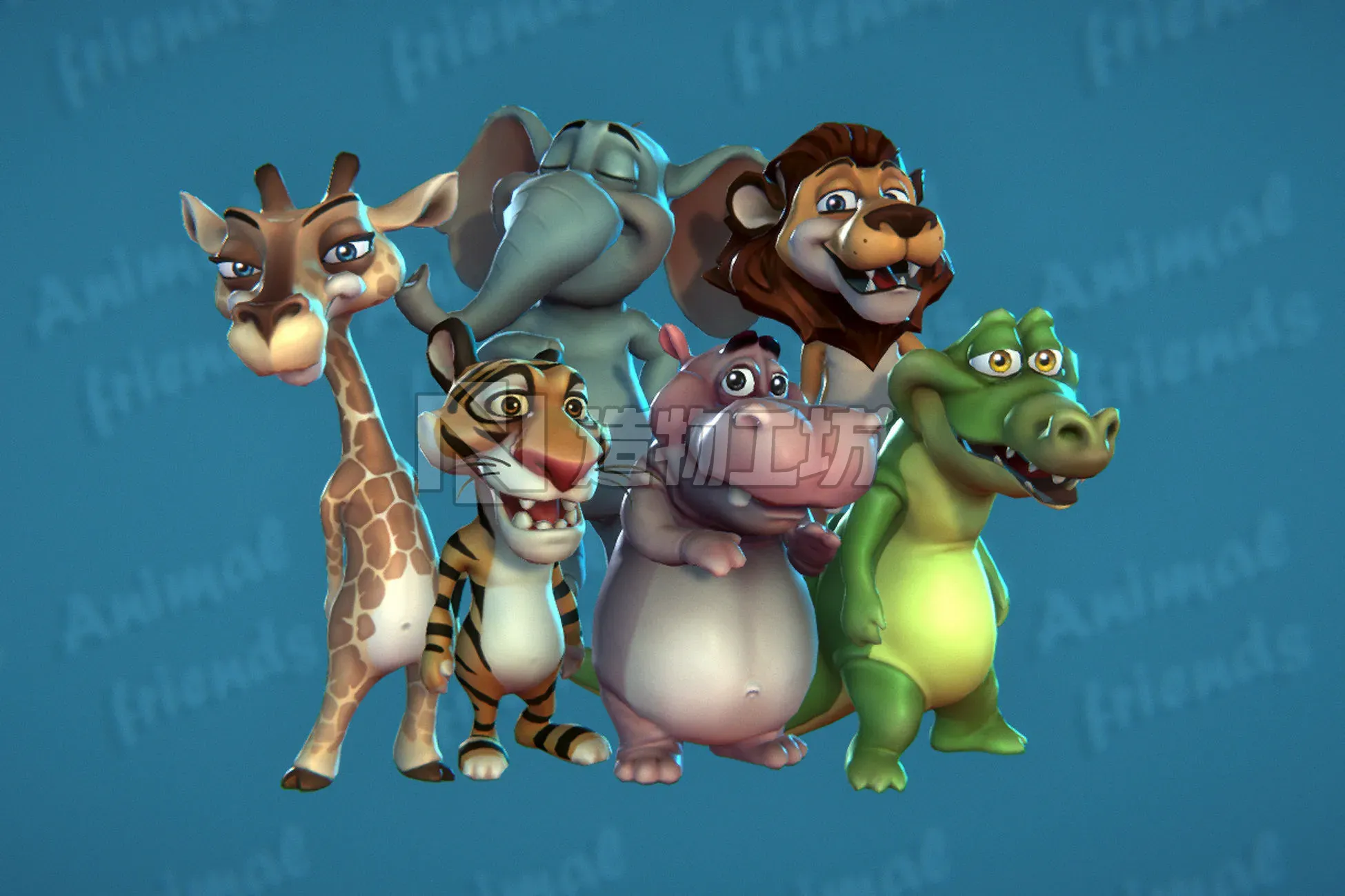 Jungle Animal Friends Low-poly 3D model