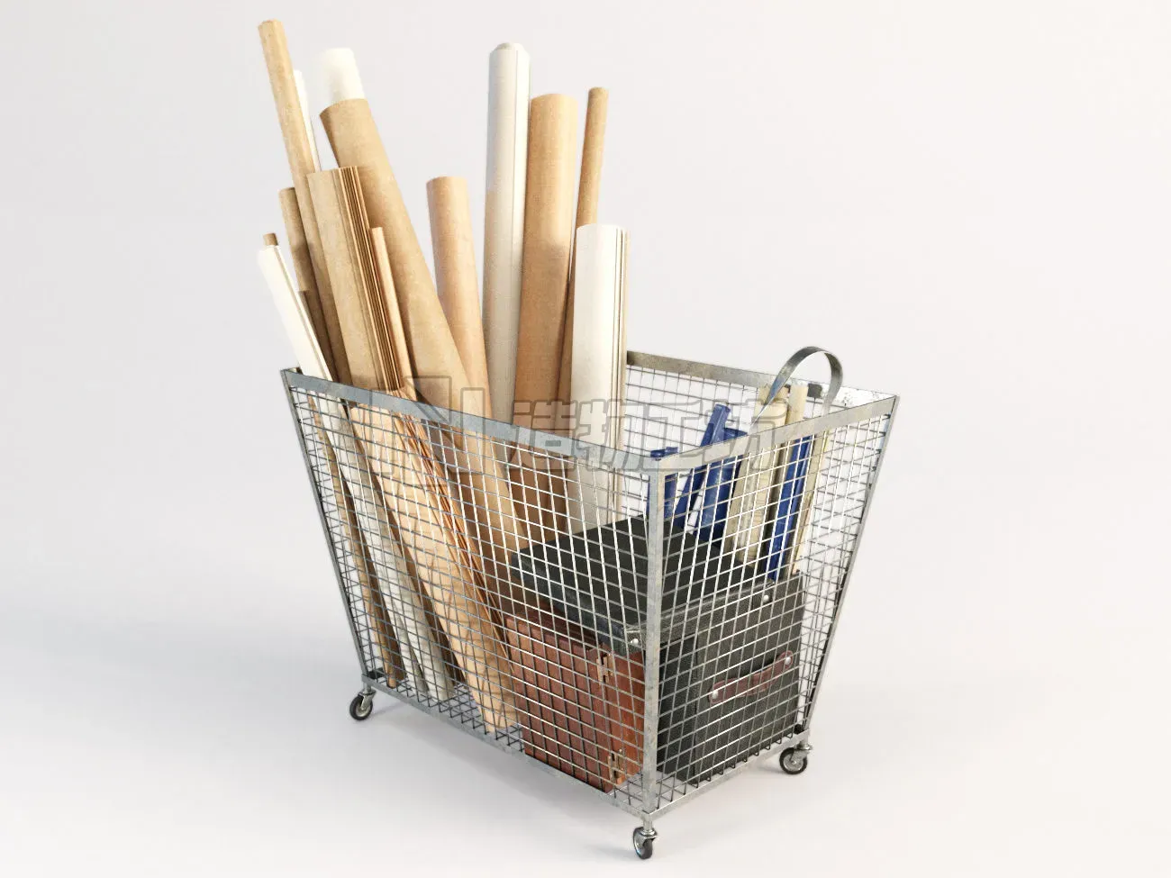 iron basket with paper 3D model