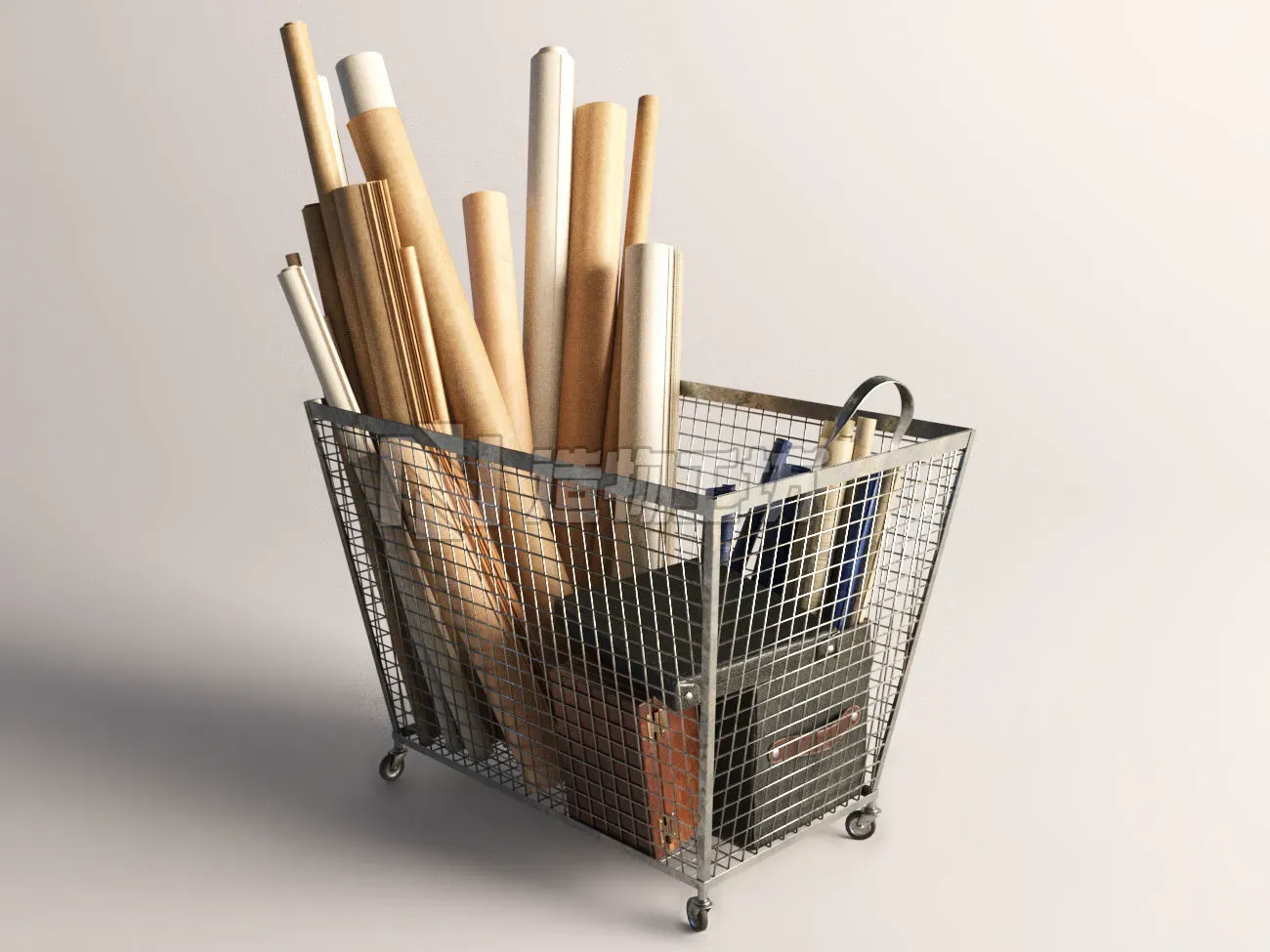 iron basket with paper 3D model
