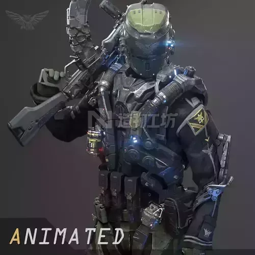 SCIFI - RECON SOLDIER Low-poly 3D model