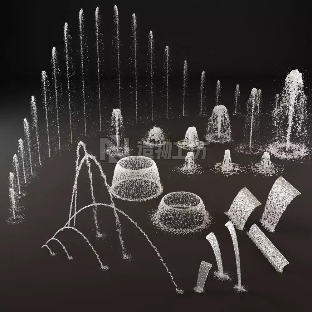 Collection fountain waterfall 3D model