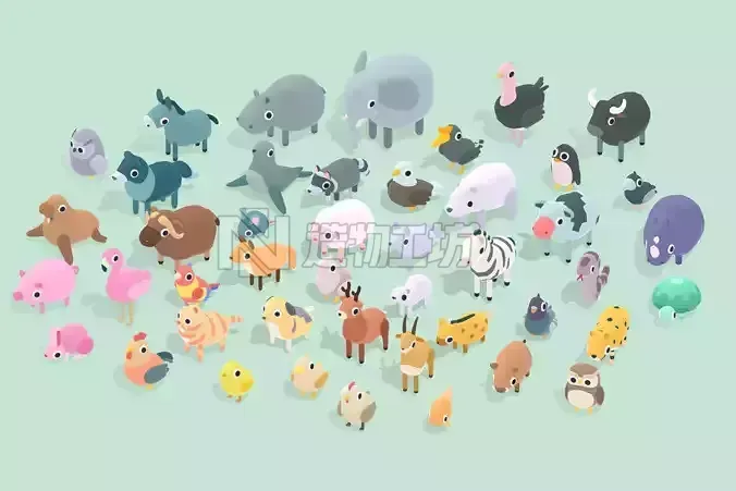 Quirky Series - Animals Mega Pack Vol 1 Low-poly 3D model