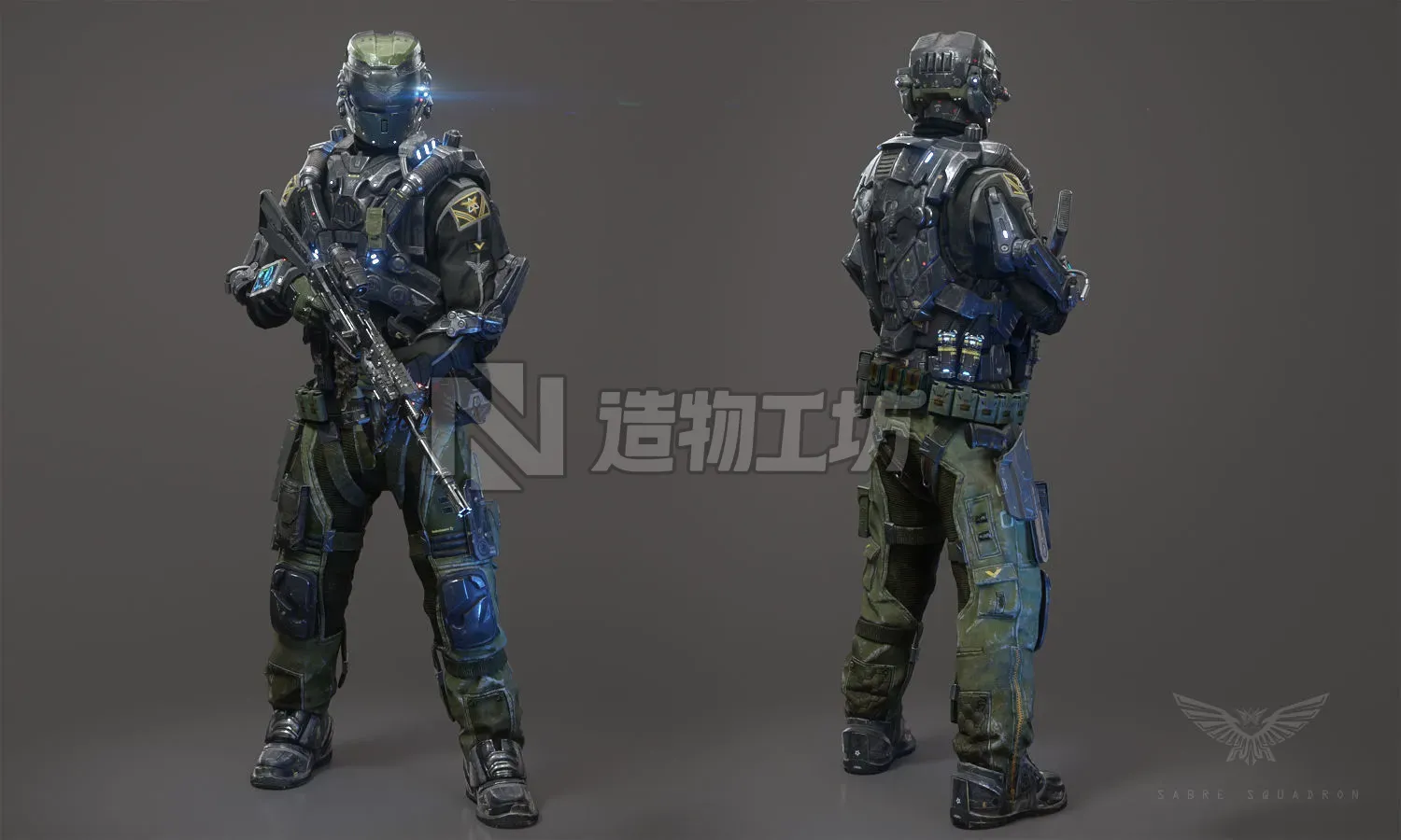 SCIFI - RECON SOLDIER Low-poly 3D model