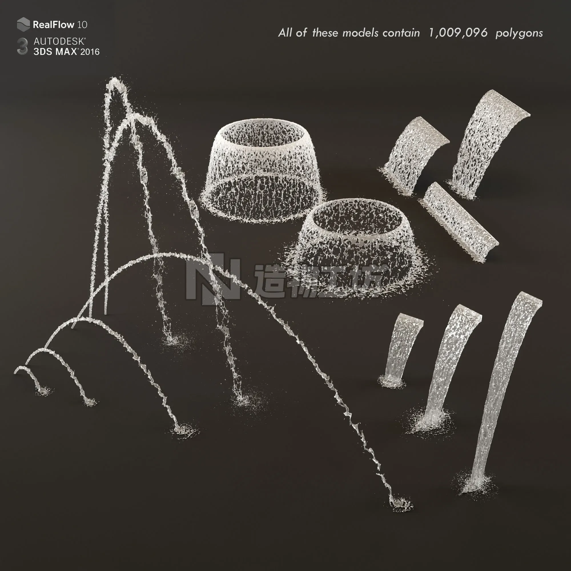 Collection fountain waterfall 3D model