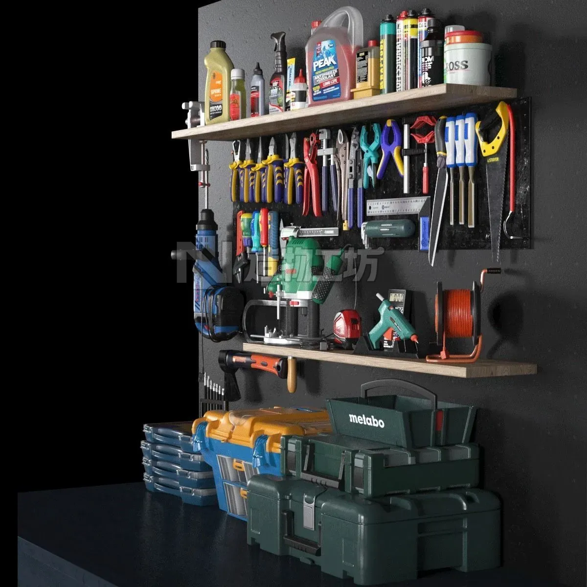 garage tools set 3 Low-poly 3D model
