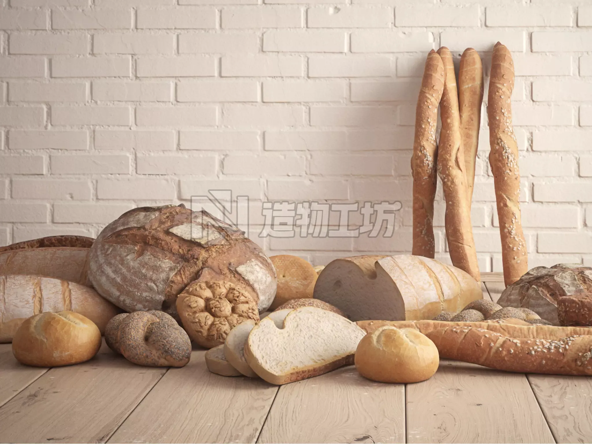 Bread Set breads 3D model
