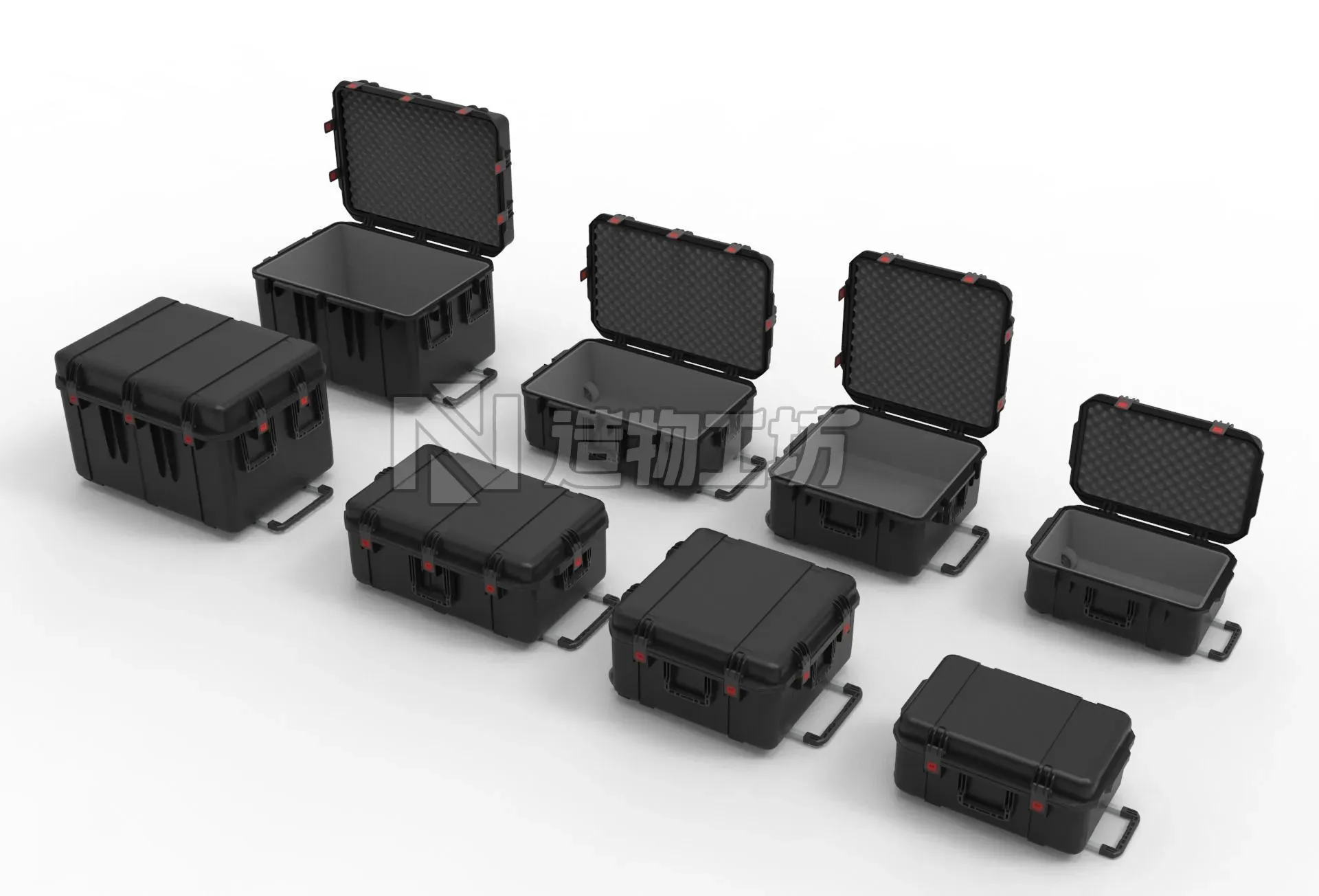 set of Box-Military Case  Pelican 3D model