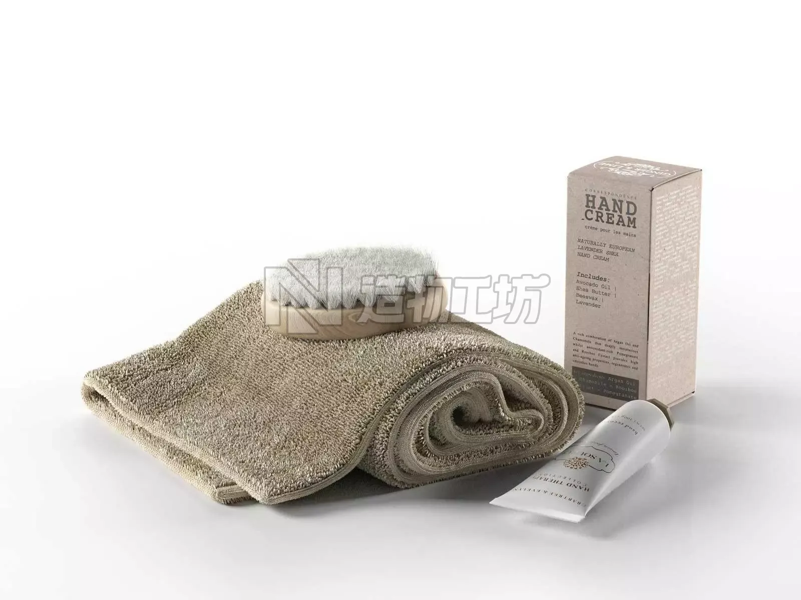 Rexa Spa Set Towel Brush and Cream 3D model