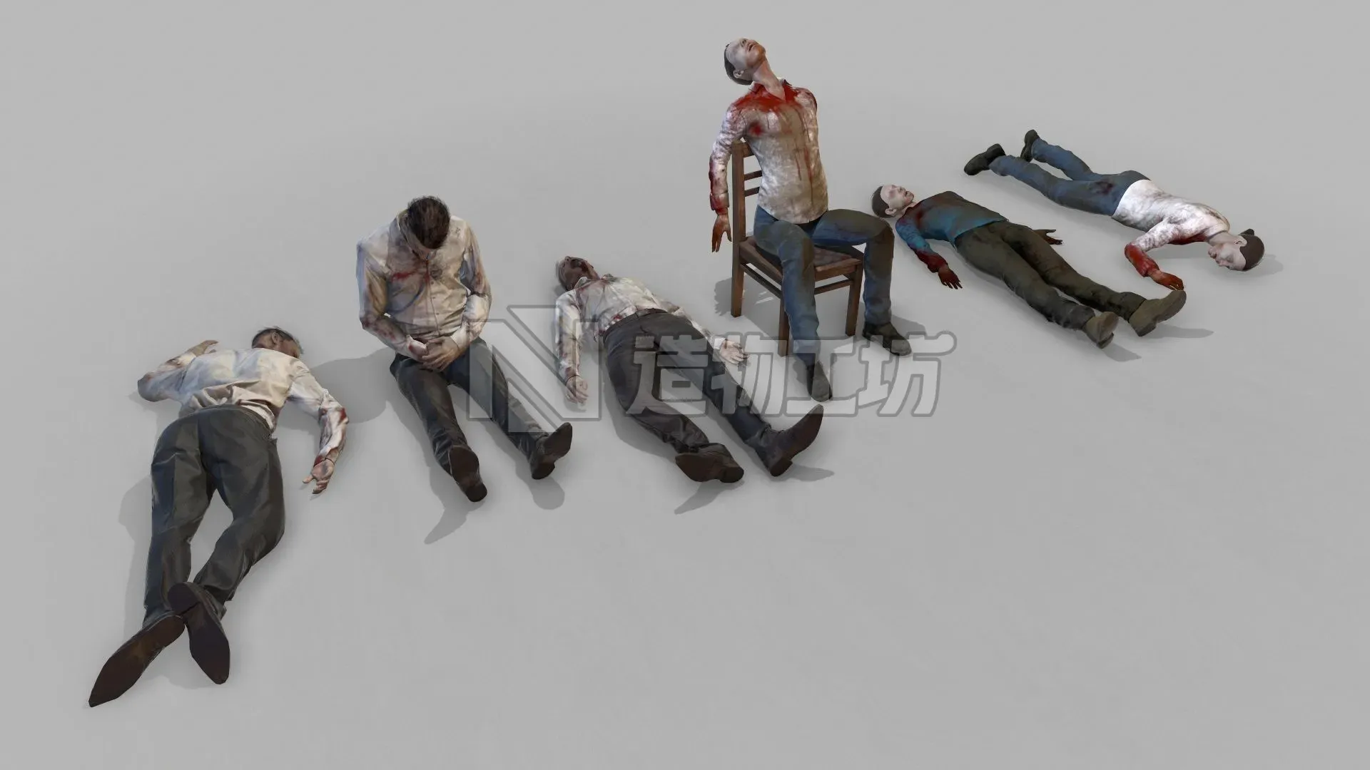 Large Corpse Collection Low-poly 3D model