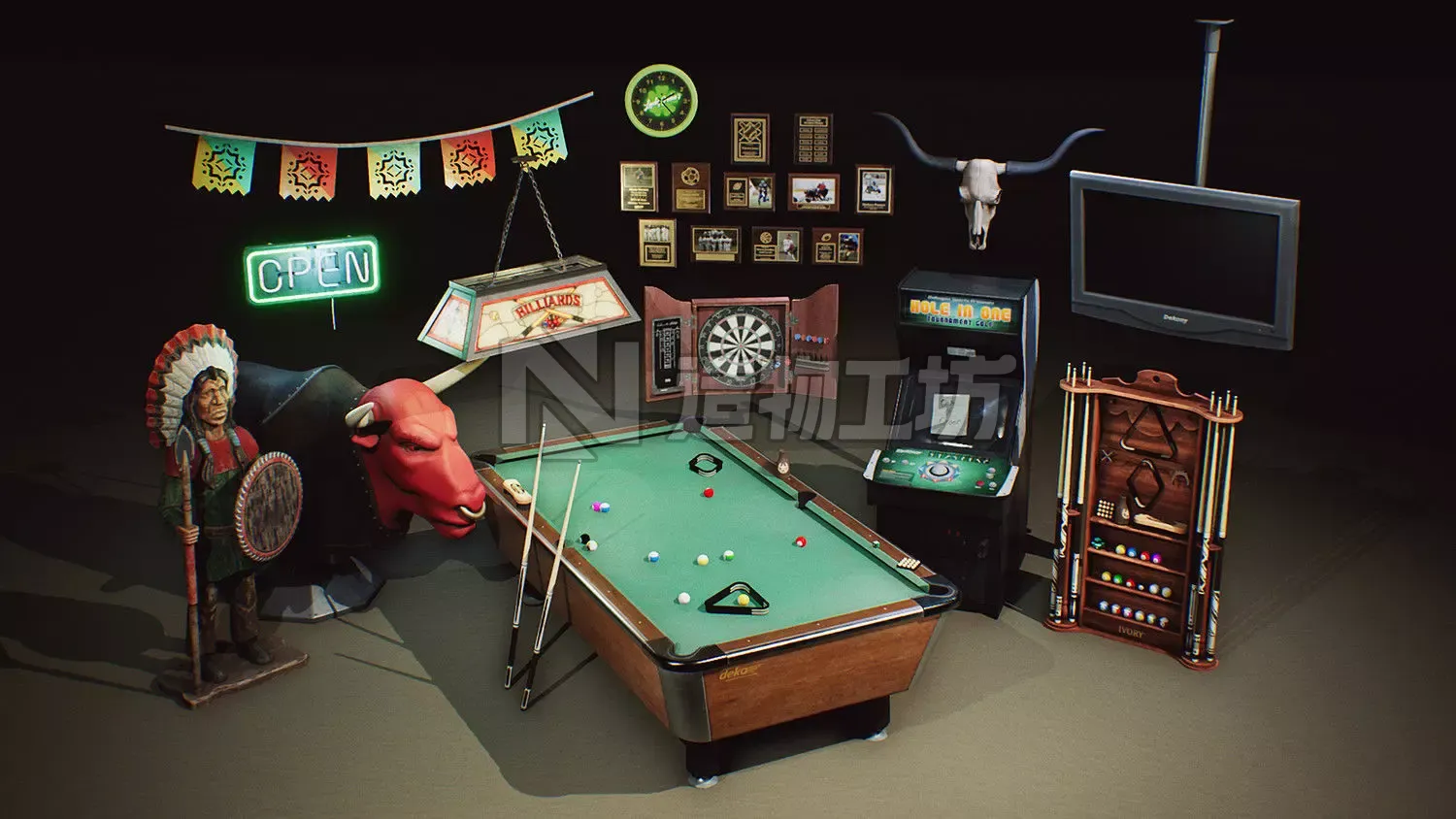 Game ready Furniture Props UE4 Realism Low-poly 3D model